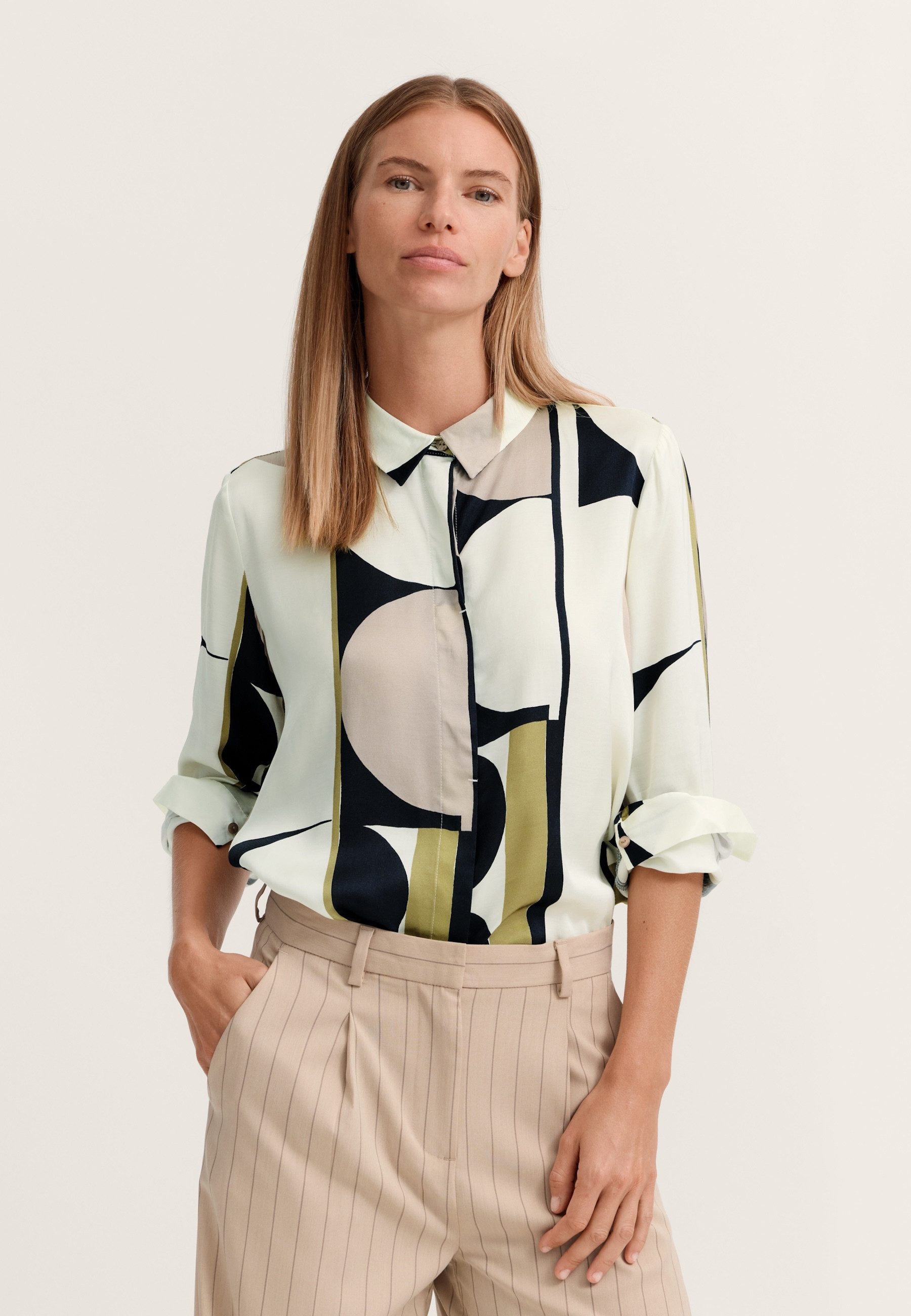 bugatti Hemdbluse Viskose mit verdeckter Knopfleiste