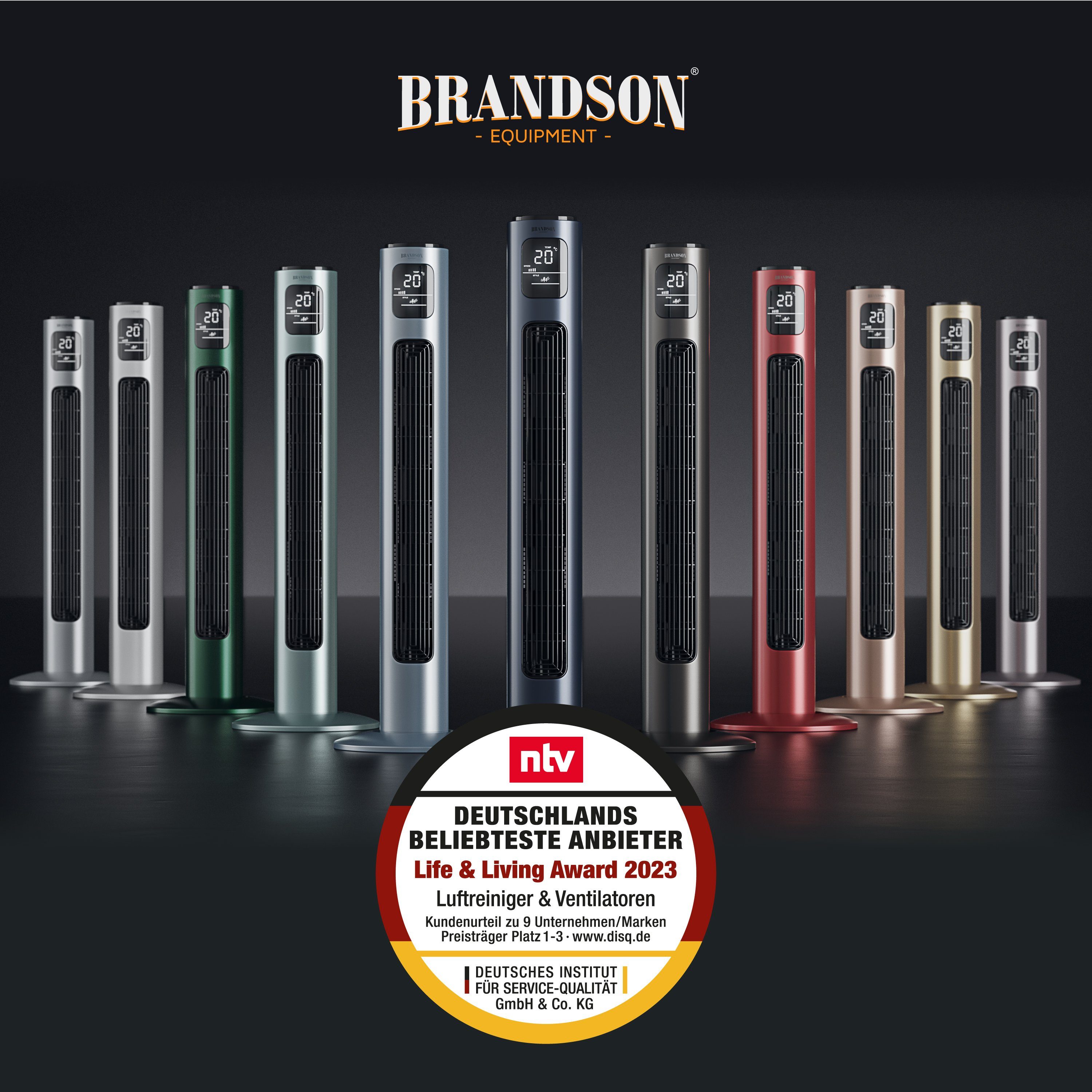 Brandson Turmventilator, Oszillation Grey Standventilator Fernbedienung, 65°, Timer, Cool 96cm