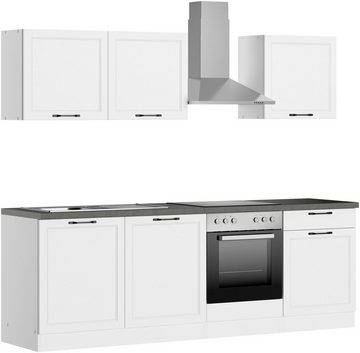 Kochstation Küchenzeile KS-Lani, mit MDF-Fronten, Breite 240 cm, wahlweise mit E-Geräten, Höhen-Ausgleichsfüße 0-4 cm