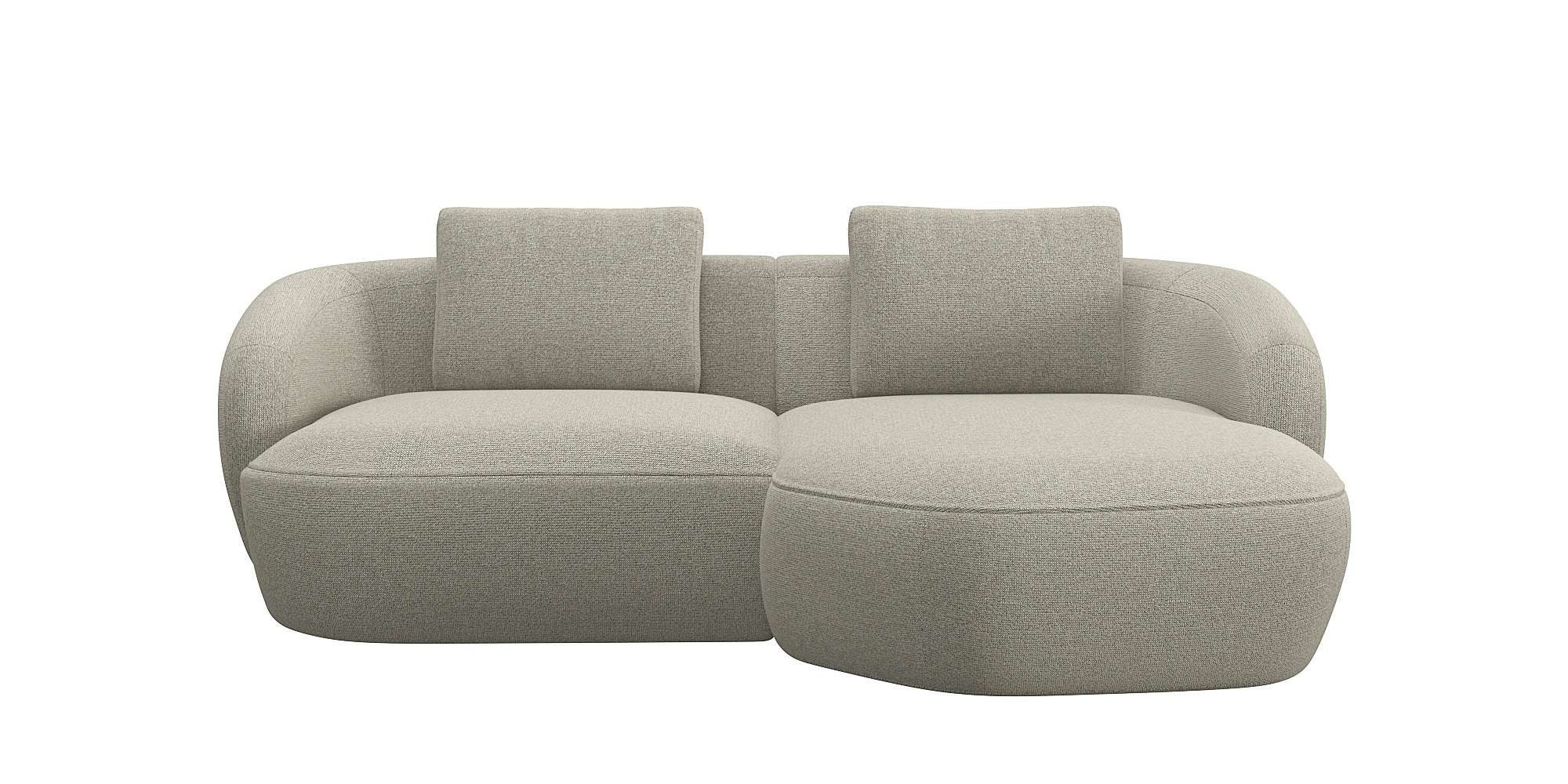 FLEXLUX Wohnlandschaft Torino, rund, L-Form, Sofa-Ecke mit Recamiere, Longchair-Sofa, Modernes, organisches Sofa-Design, Kaltschaum, Wellenunterfederung