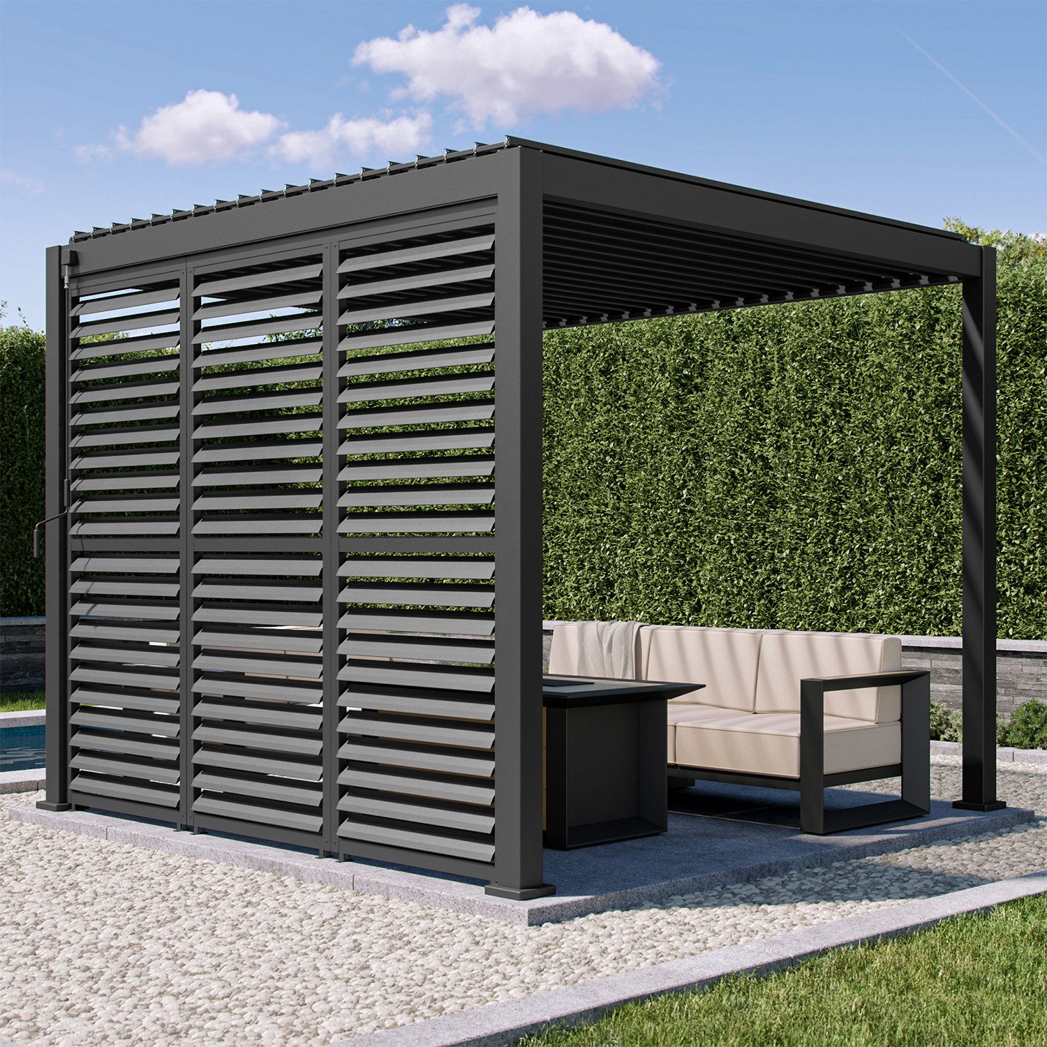 Mirador Pergola 1/3 Drehbare Lamellenwand 0.93m/1.23m, (Packung, 1-tlg), Aluminium Lamellenwand für Mirador 111DA Pergola Anthrazit