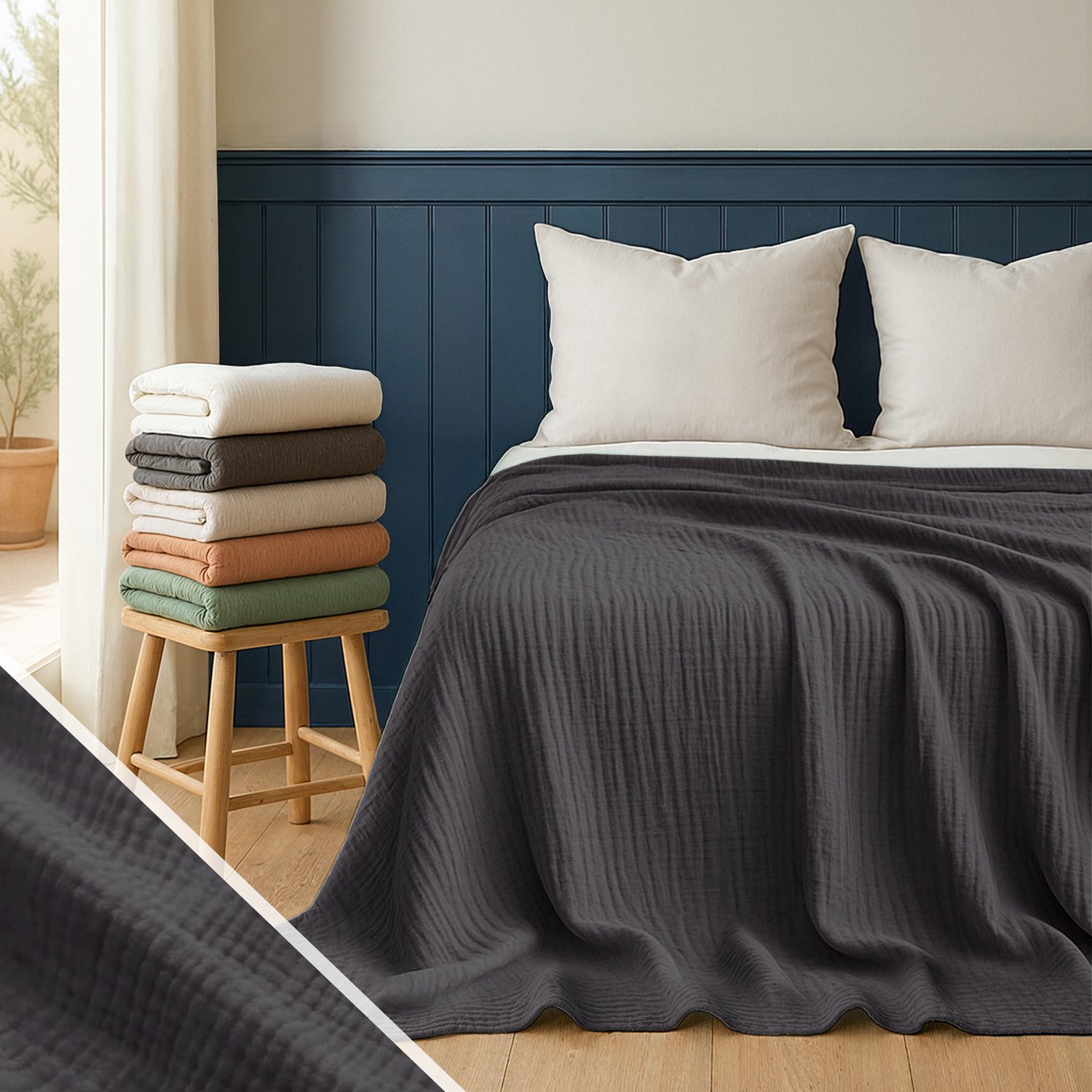 Blumtal Tagesdecke Tagesdecke Baumwolle - Musselin Decke Oeko-TEX zert. - B günstig online kaufen