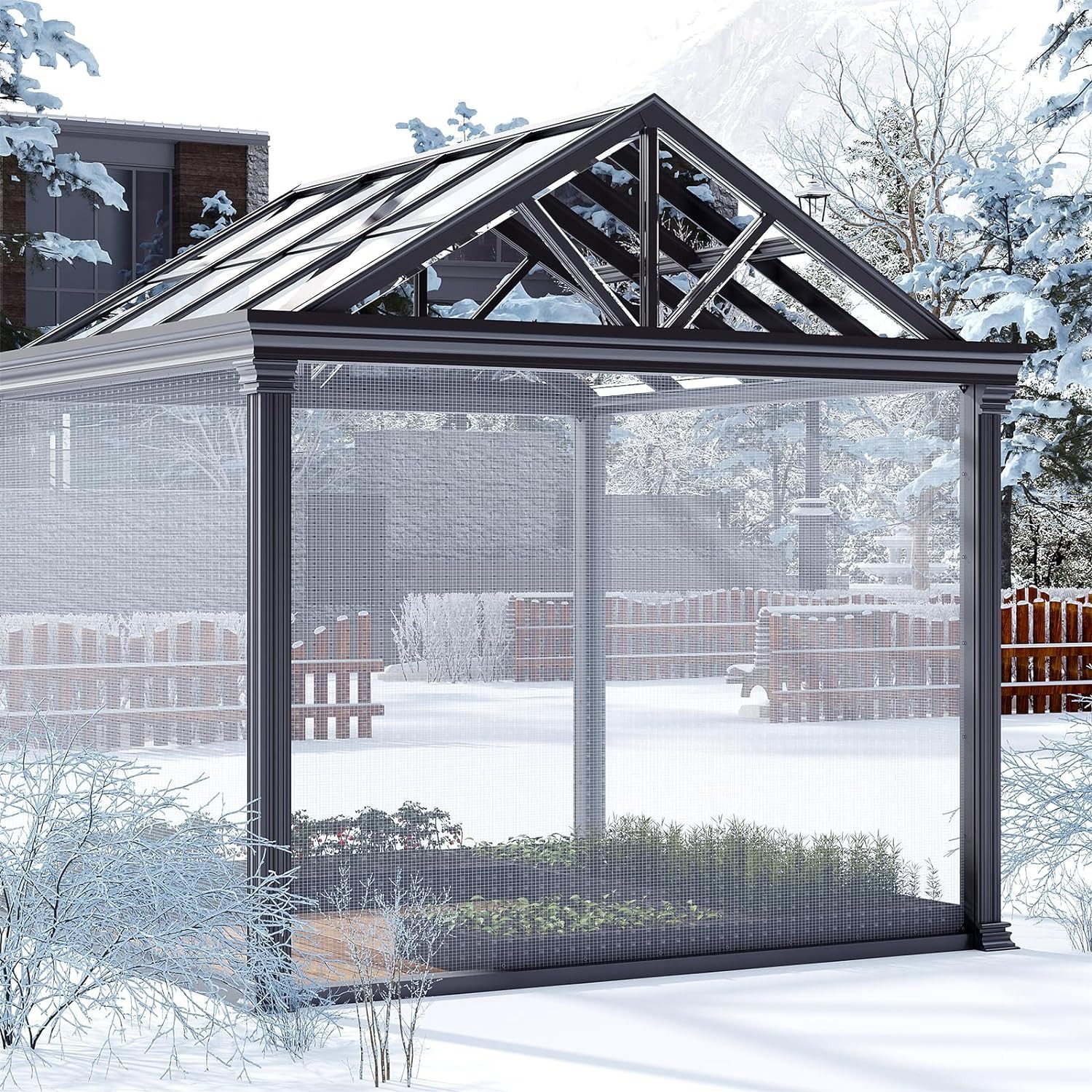 Woltu Schutzplane, Abdeckplane wasserdicht, mit Ösen 140g/m² Gitterplane, transparen