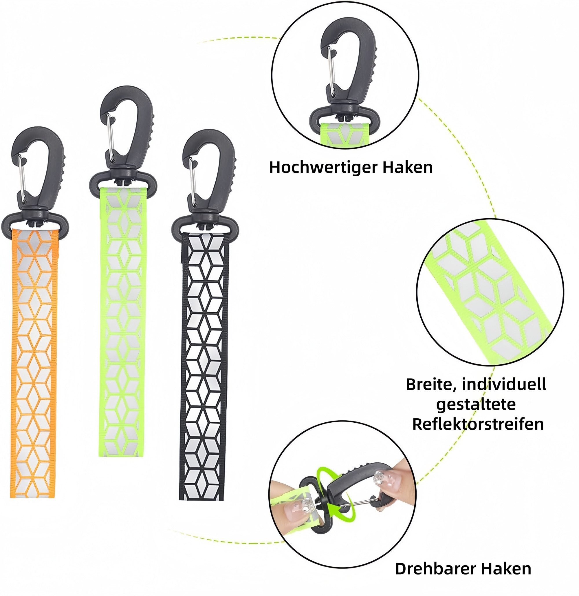 FOUORTUNATE-BEE Schlüsselanhänger 9 reflektierende Schlüsselanhänger für Rucksack & Schulranzen (9-tlg), Reflektierende Anhänger für Kleidung, Rucksack & Joggin – Bild 3 von 5