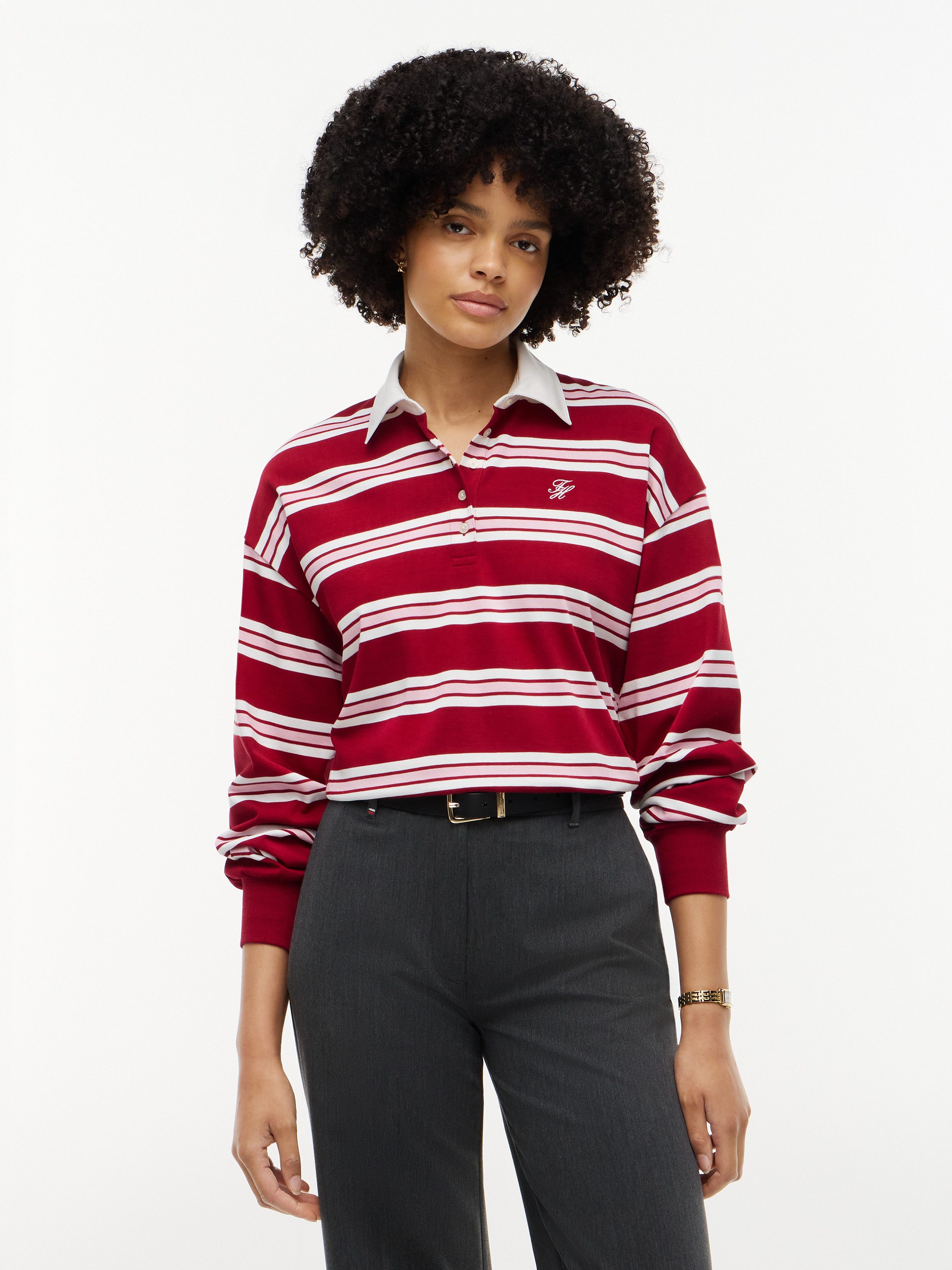 Tommy Hilfiger Sweatshirt RUGBY STP LS POLO SWEATSHIRT Baumwolle