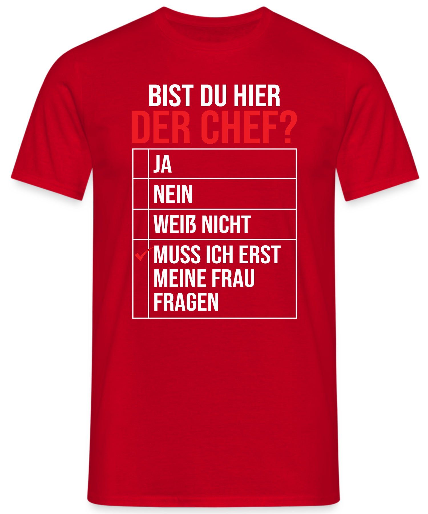 meine T-Shirt (1-tlg) Herren Kurzarmshirt Quattro Papa Vater Frau - Formatee Rot Vatertag Chef Der