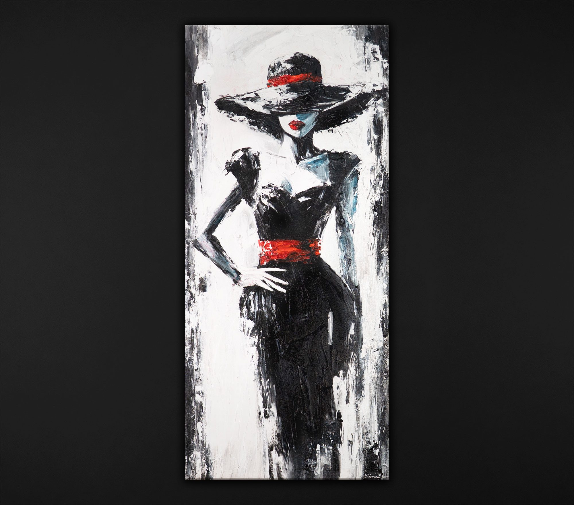 YS-Art Gemälde Wandbild Dame mit Hut, günstig online kaufen