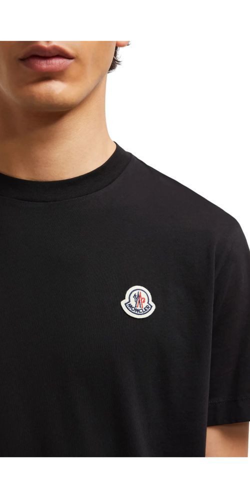 MONCLER Print-Shirt Moncler Logostickerei T-Shirt Schwarz günstig online kaufen