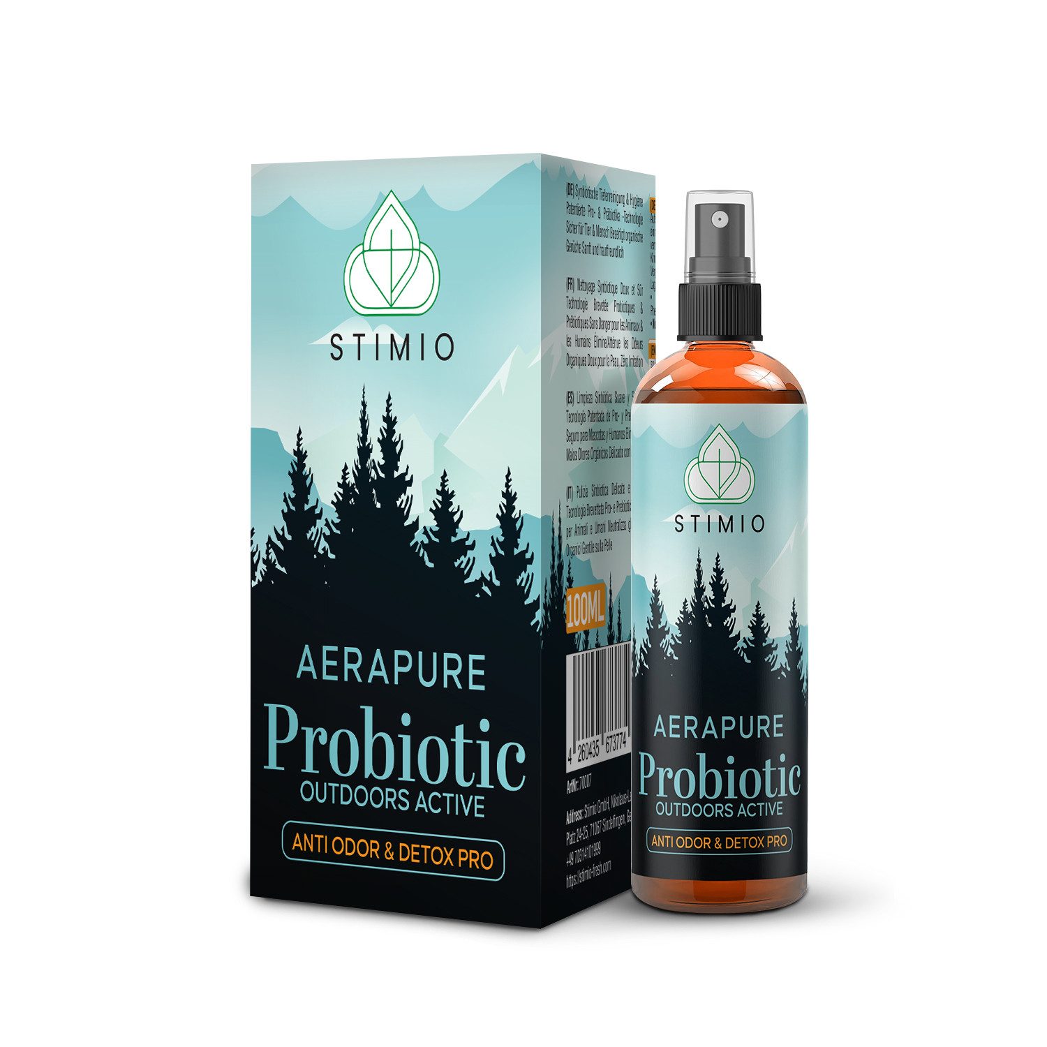 Stimio Geruchsentferner Bio Geruchsneutralisierer ohne Chemie für Wanderschuhe Trekkingschuhe (Sehr kompakt. 100ml-Flasche, 1-St., Enzymreiniger gegen Gerüche durch Schweiß, Schmutz und Feuchtigkeit), Probiotisches Outdoor Spray gegen Geruch für Zelt, Rucksack & Camping
