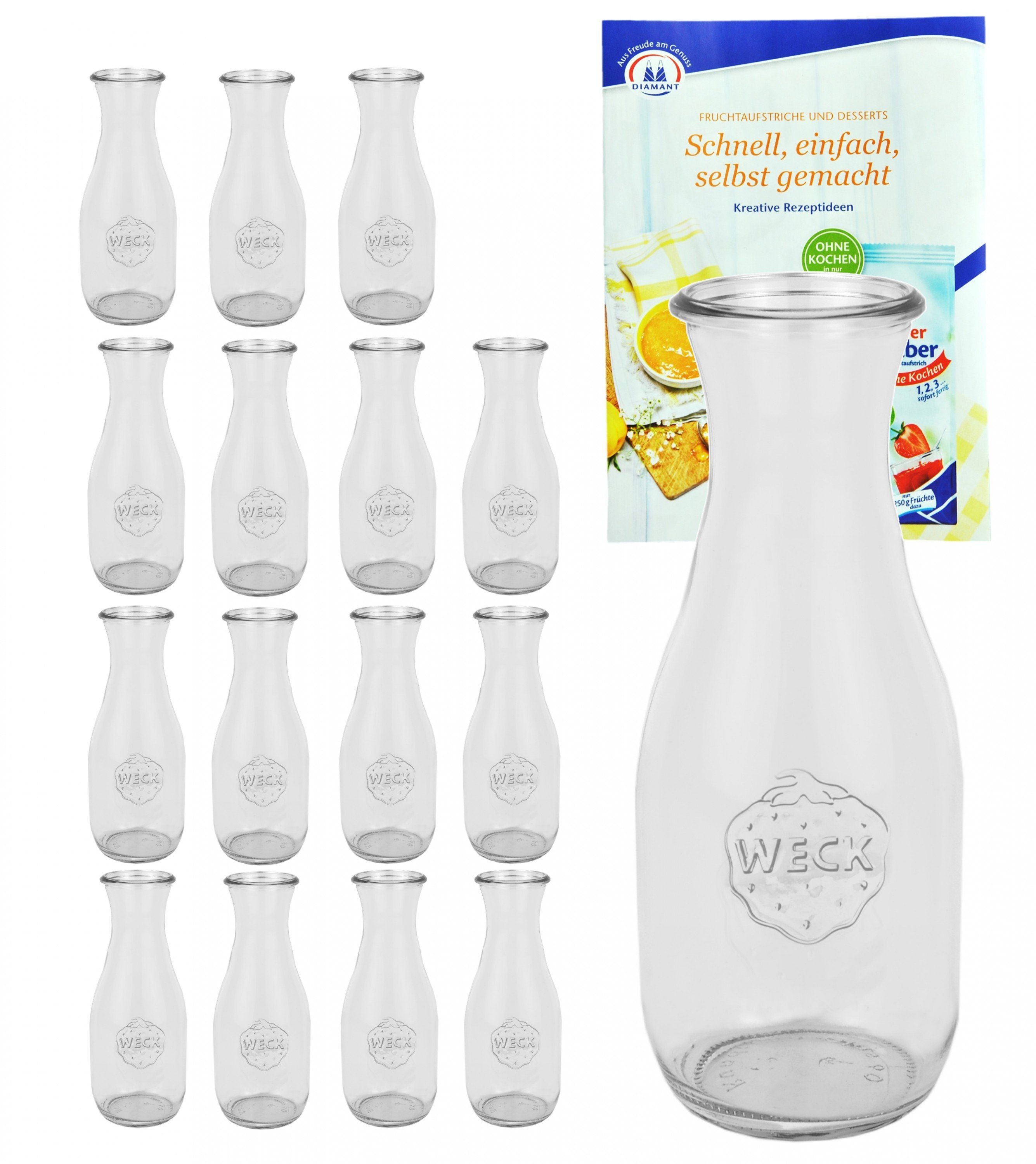 Einmachglas 16er Set Weck Gläser 530ml Saftflasche inkl. Gelierzauber Rezeptheft