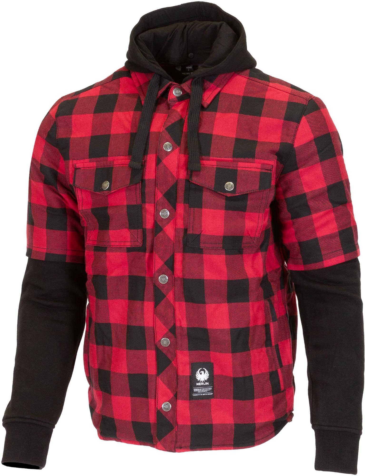 Merlin Motorradjacke Deadwood Motorrad Hoodie Rückenprotektor vorbereitet,Verbindungsreißverschluss,Ellenbogenp