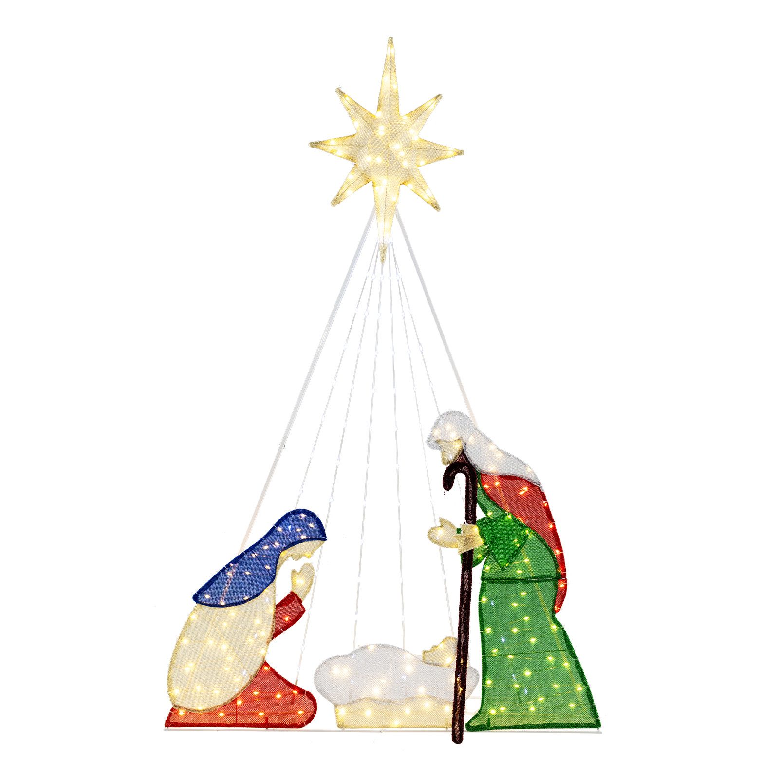 KOMFOTTEU Dekokranz, Weihnachtskrippe mit 240 warmweißen LED-Lichtern