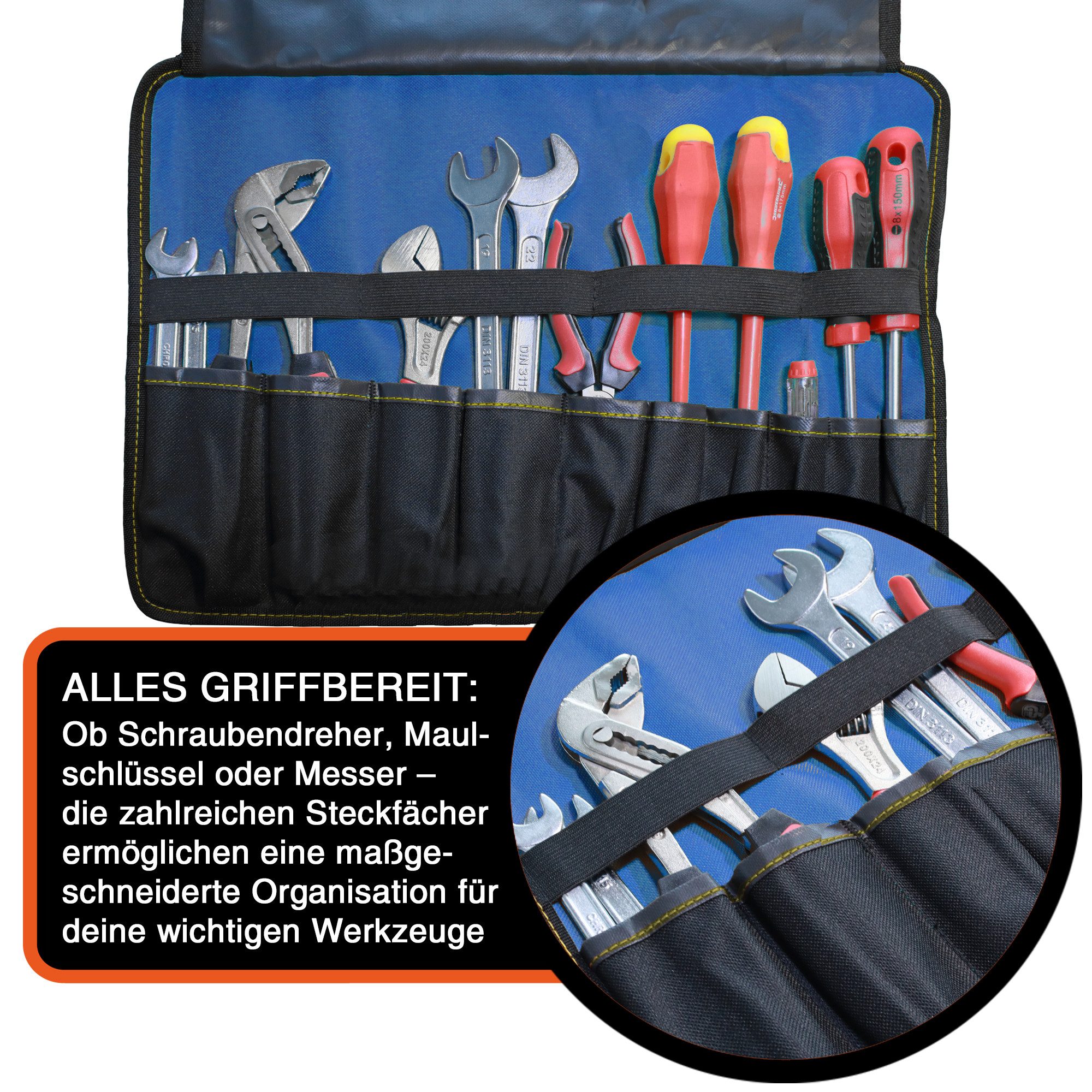 YPC Werkzeugtasche VarioRoll L, 45x32cm, 10 Steckfächer, 4 Halteschlaufen
