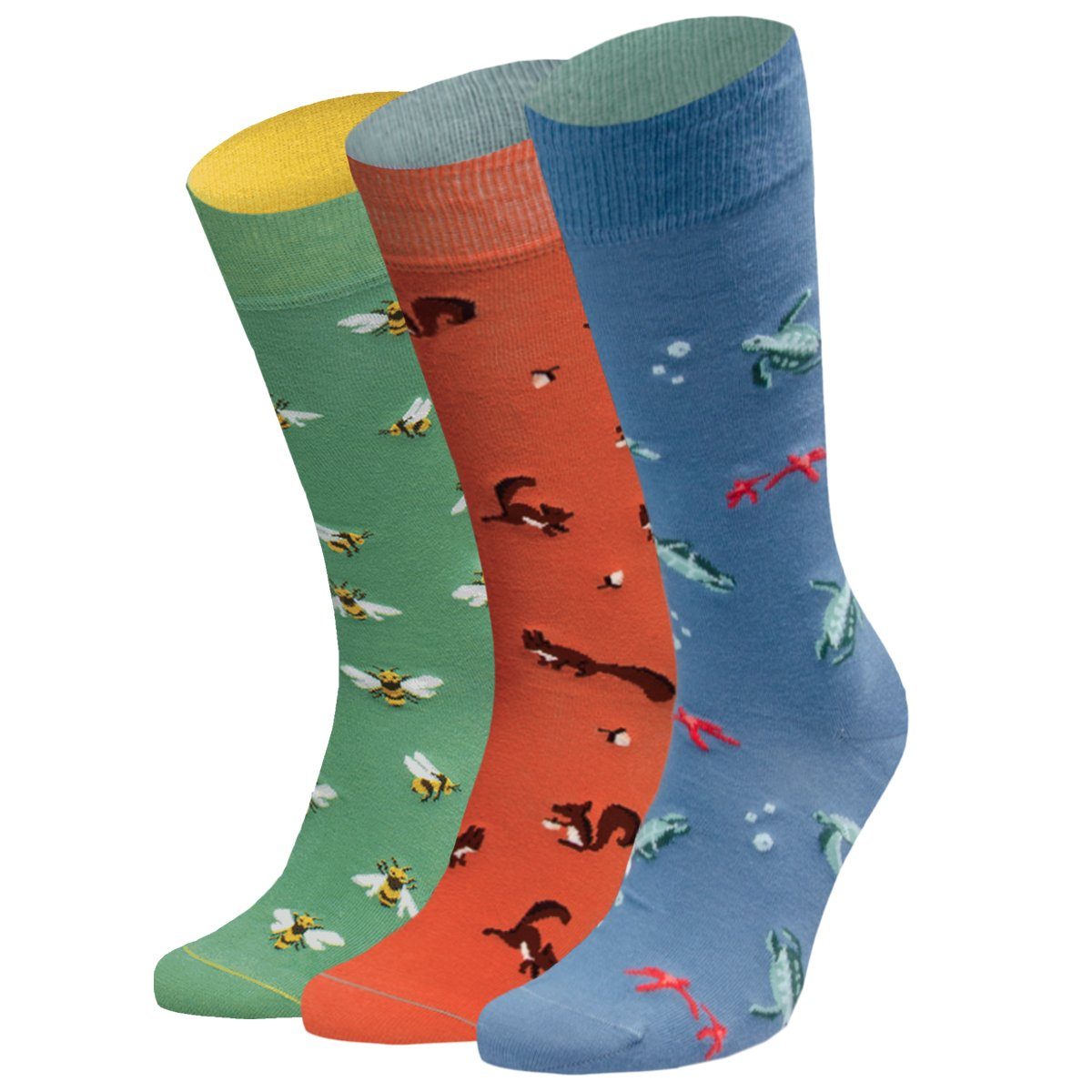 Jungfeld Socken, Geschenkbox, 3er Pack von Kurzsocken Tiermotive Damen