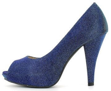 Andrea Conti Glitzer Peeptoe Damen Schuhe - Blau Pumps