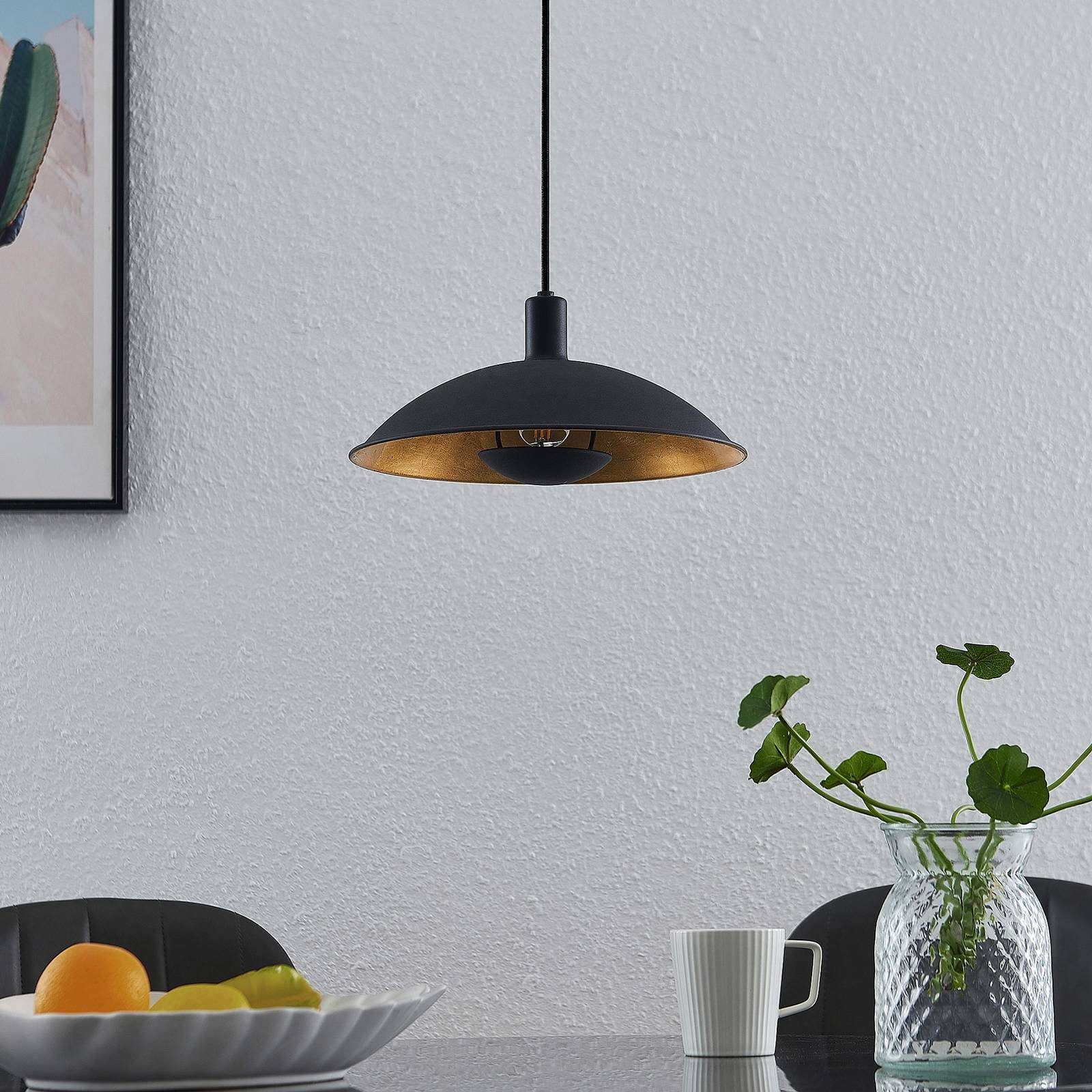 Leuchtmittel 1 inklusive, Narisara, Schwarz, Eisen, Modern, Deckenlampe gold, dimmbar, flammig, Lindby Hängeleuchte E14, nicht