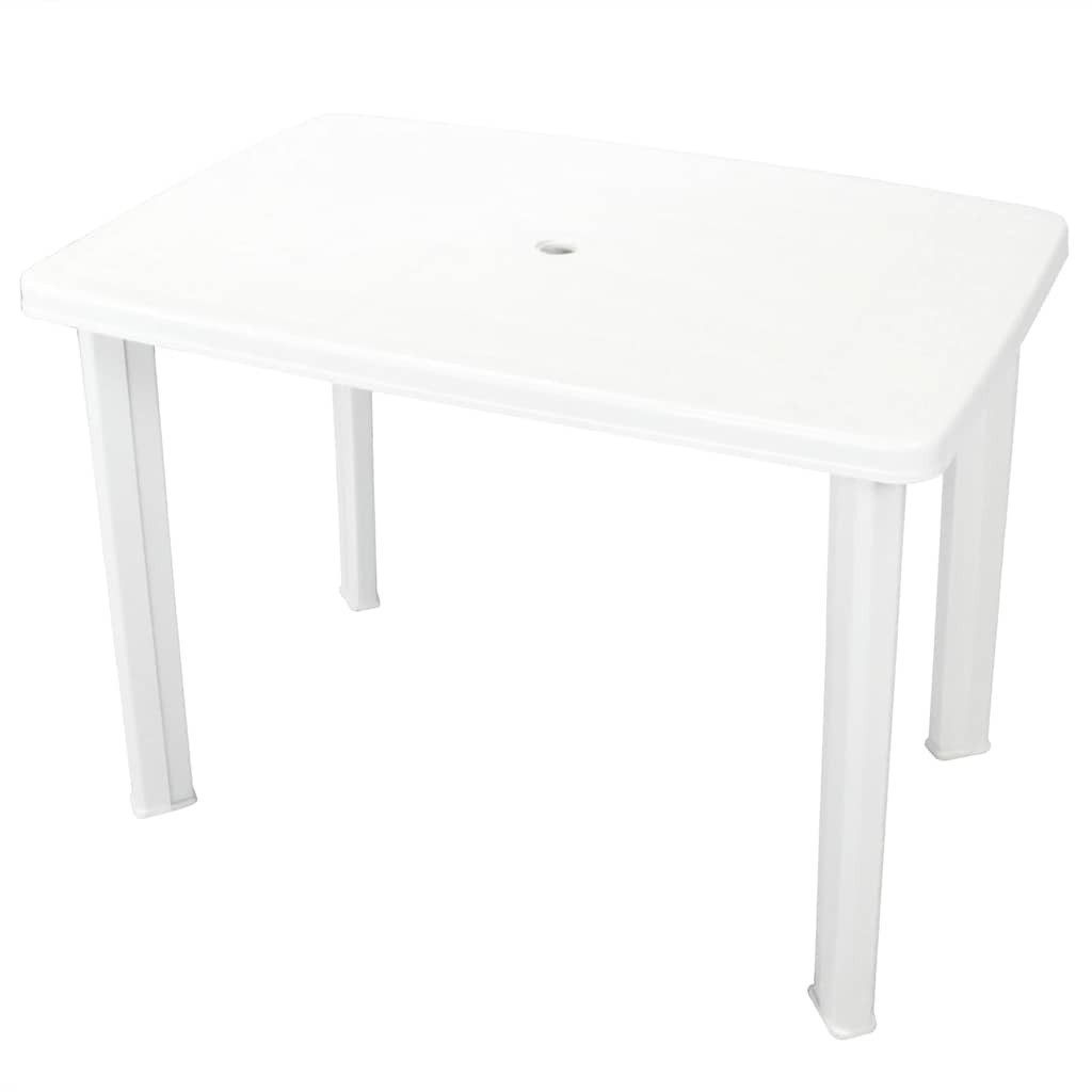 furnicato Gartentisch 101 x 68 x 72 cm Weiß (1-St), Witterungsbeständiger Outdoor-Tisch mit integriertem Schirmloch