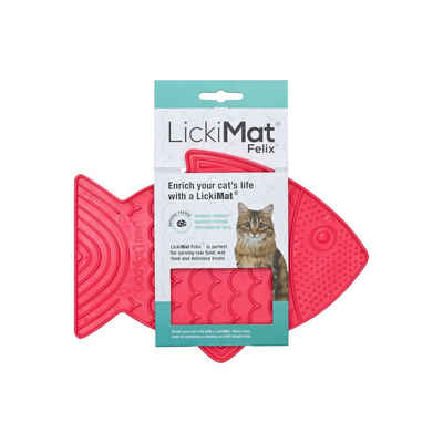 LickiMat Antischlingnapf Felix - Schleckmatte aus Naturgummi für Katzen - pink, mikrowellengeignet