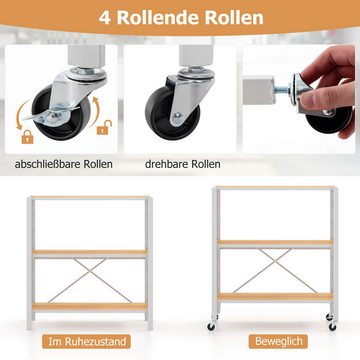 KOMFOTTEU Druckertisch, Lagerregal mit Metallrahmen, robusten Rädern