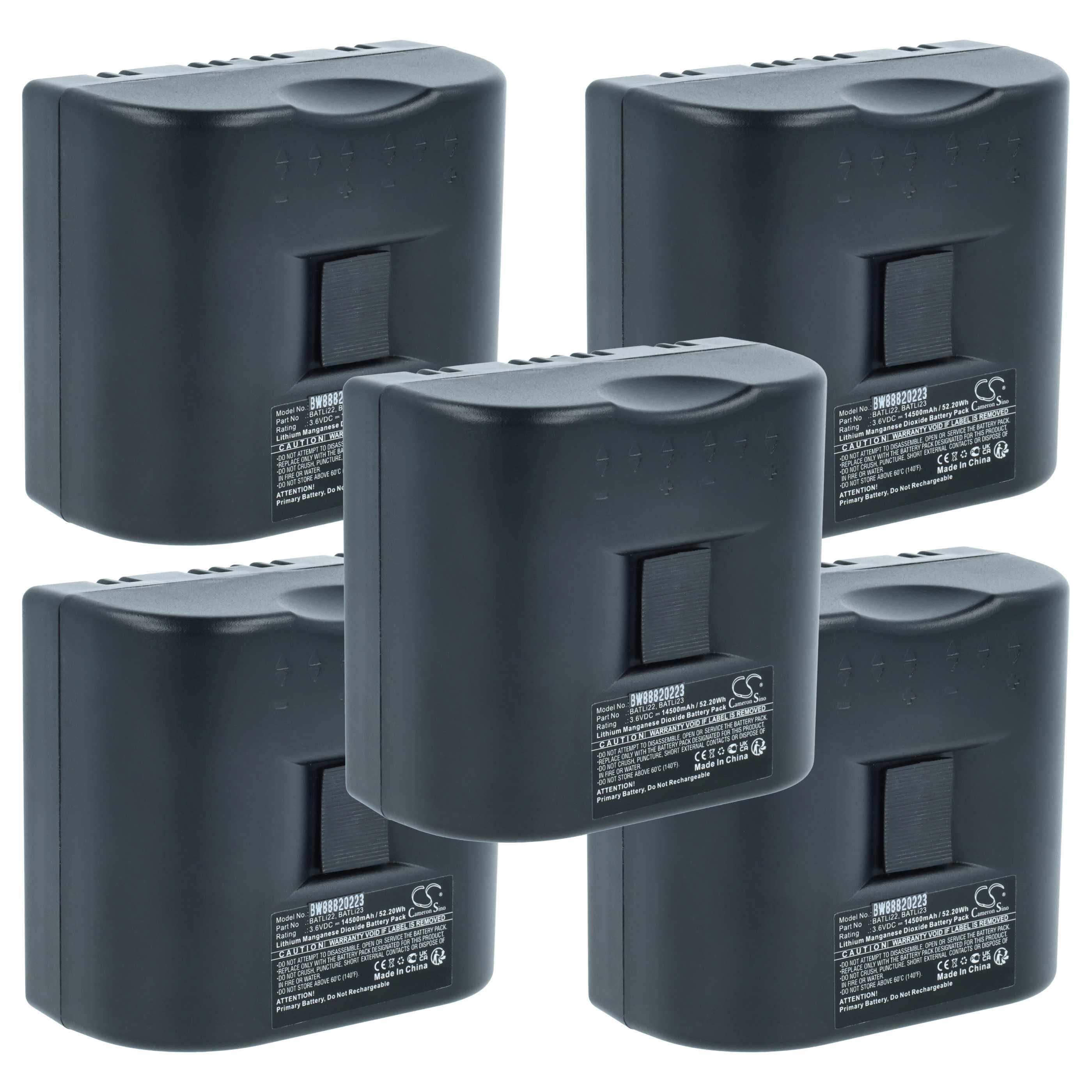 vhbw Batterie passend für Daitem D22 SH320AF, D22 SH340AD, D21 337-21D, D22 Akku Batterie Li-MnO2 14500 mAh (3,6 V, 5 St), Leistungsfähige Ersatz-Batterie für Alarm Control, Home Security