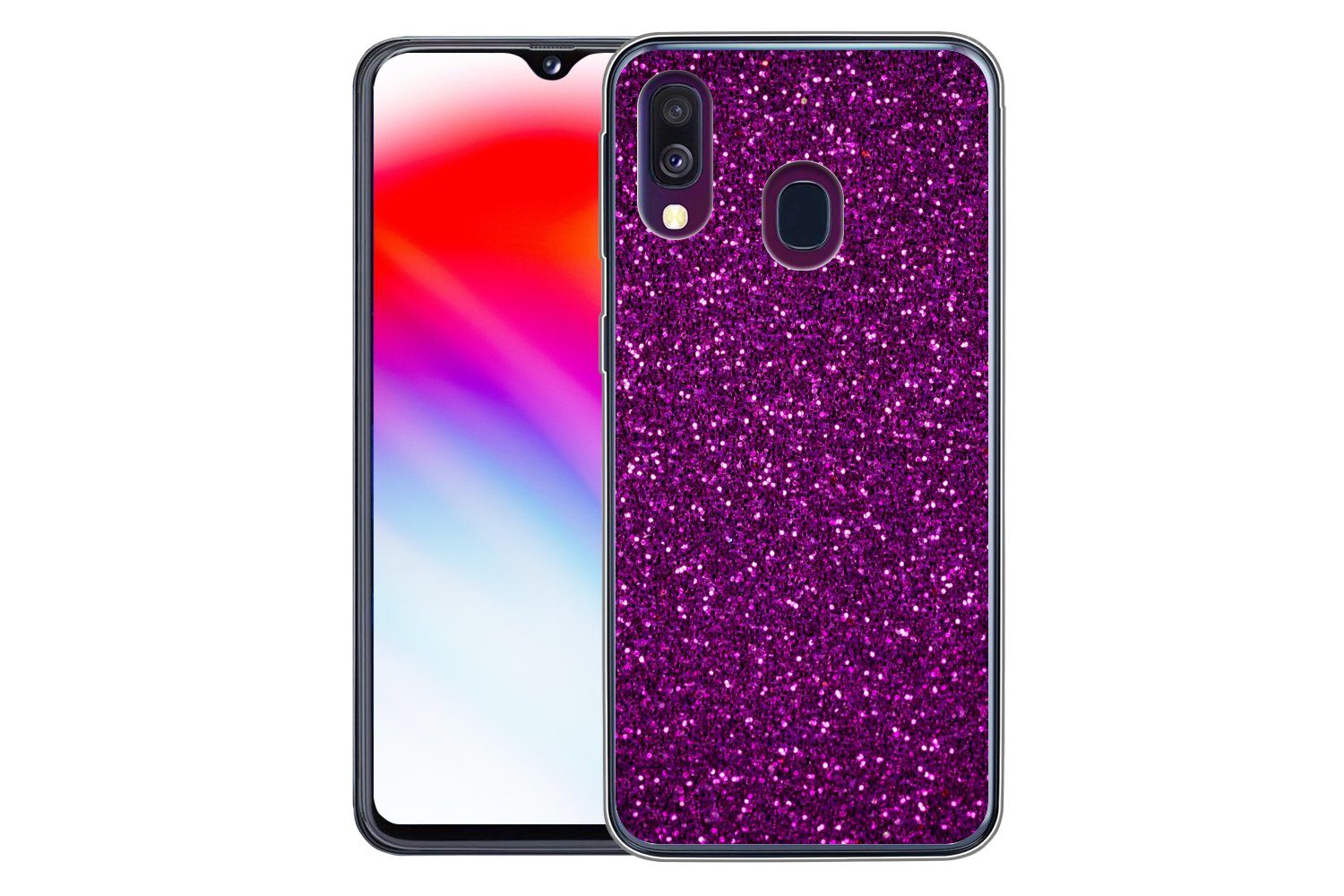 MuchoWow Handyhülle für Samsung Galaxy A40 Lila - Rosa - Muster - Abstrakt, Smartphone-Bumper, Print, Handy Schutzhülle Dünn