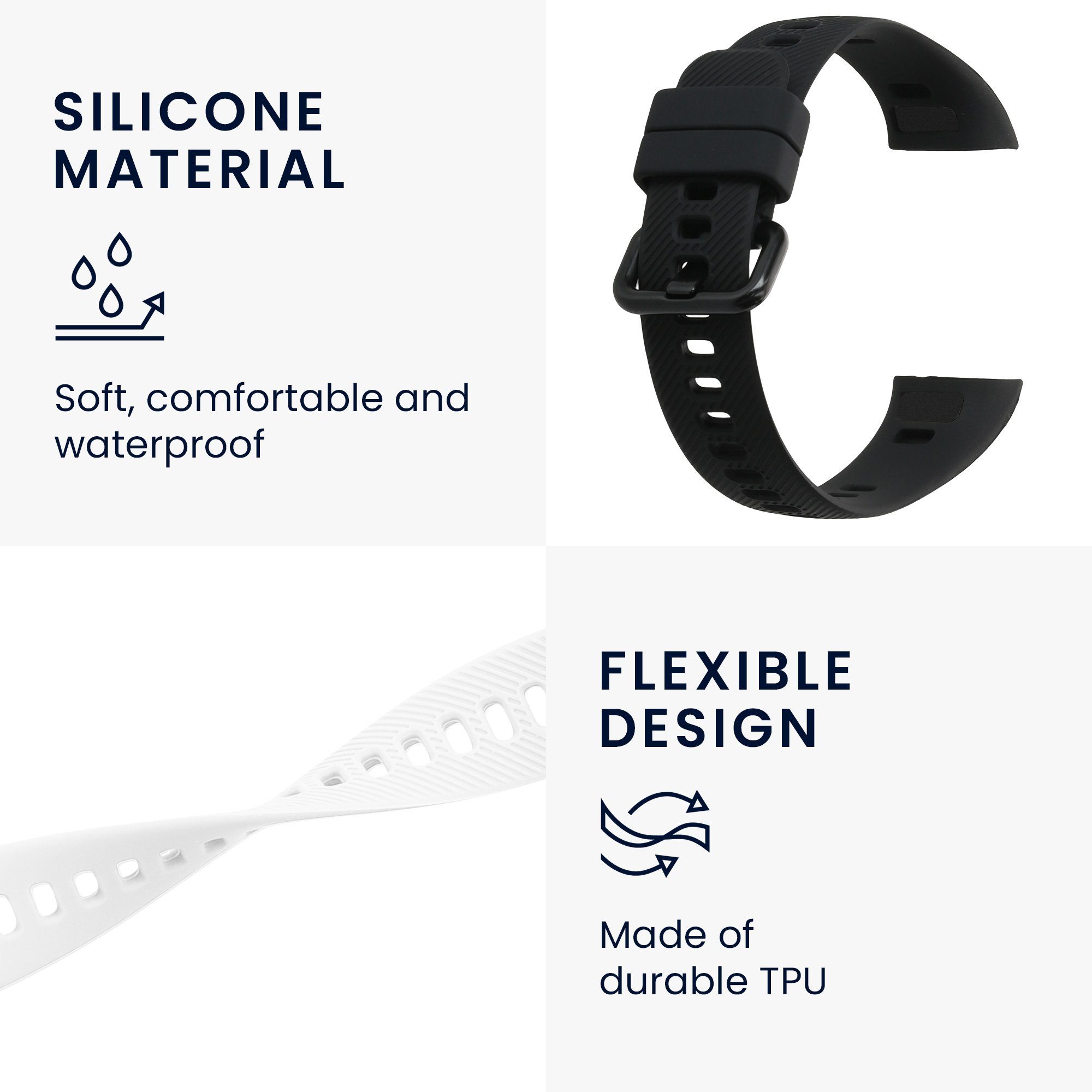 kwmobile 2x Uhrenarmband für HONOR Band 5 / Band 4 Armband Smartwatch, 2-tlg., Fitnesstracker Band Set aus TPU Silikon - Ersatzarmband Smartwatch