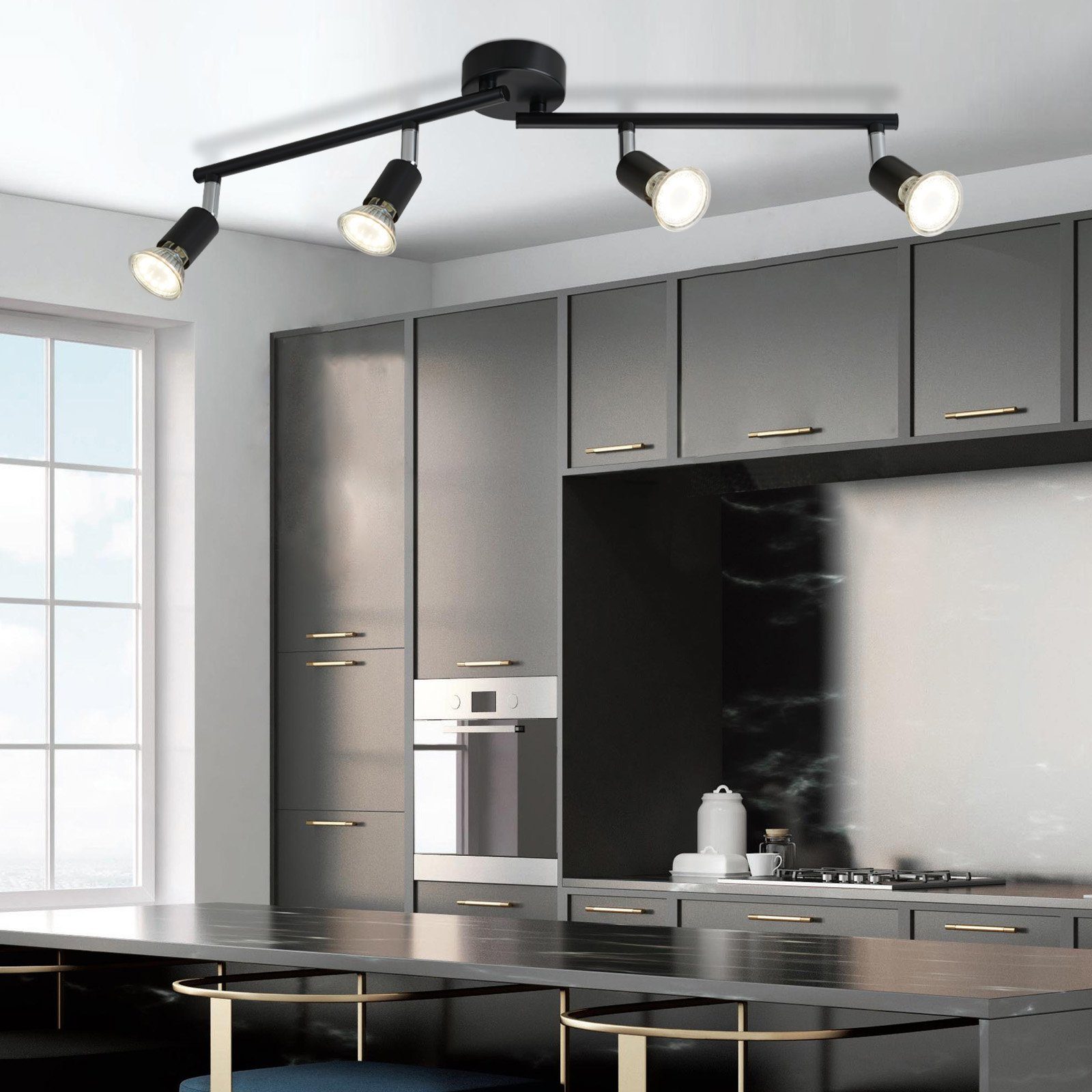 ZMH Deckenleuchte 4 Flammig-GU10 Modern Deckenspot Schwenkbar Wohnzimmer Sc günstig online kaufen