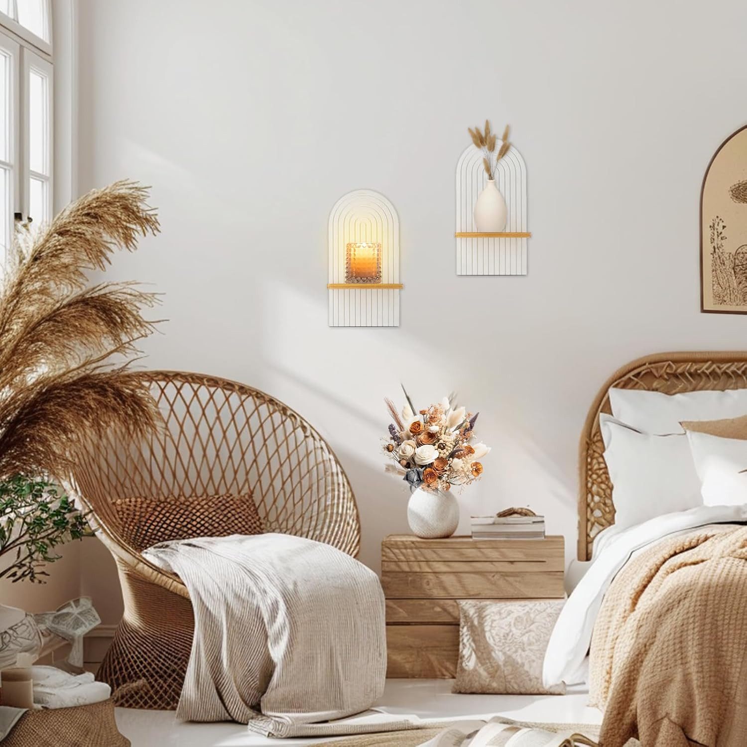 Holz Lichter Wandregal Schweberegal, Küchenregal, Pflanzenregal Boho Holz W günstig online kaufen