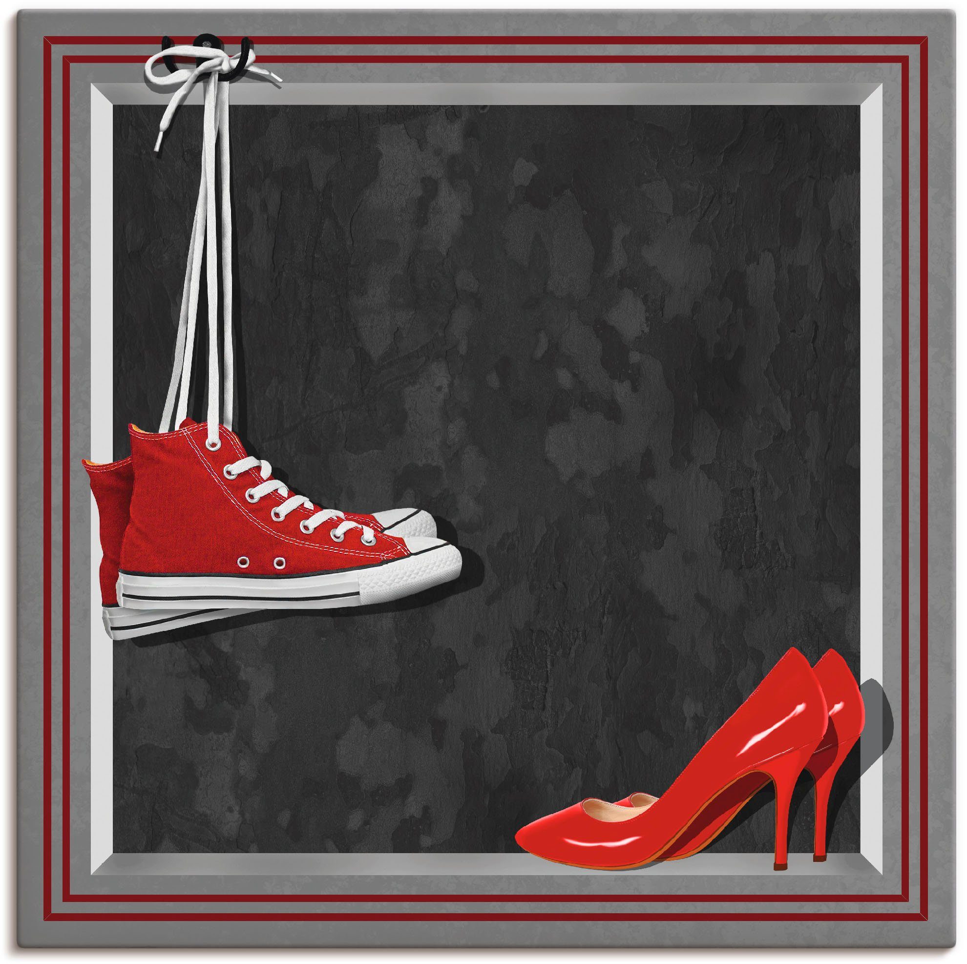 Artland Wandbild Die roten Schuhe, Mode (1 St), als Leinwandbild, Wandaufkleber oder Poster in versch. Größen