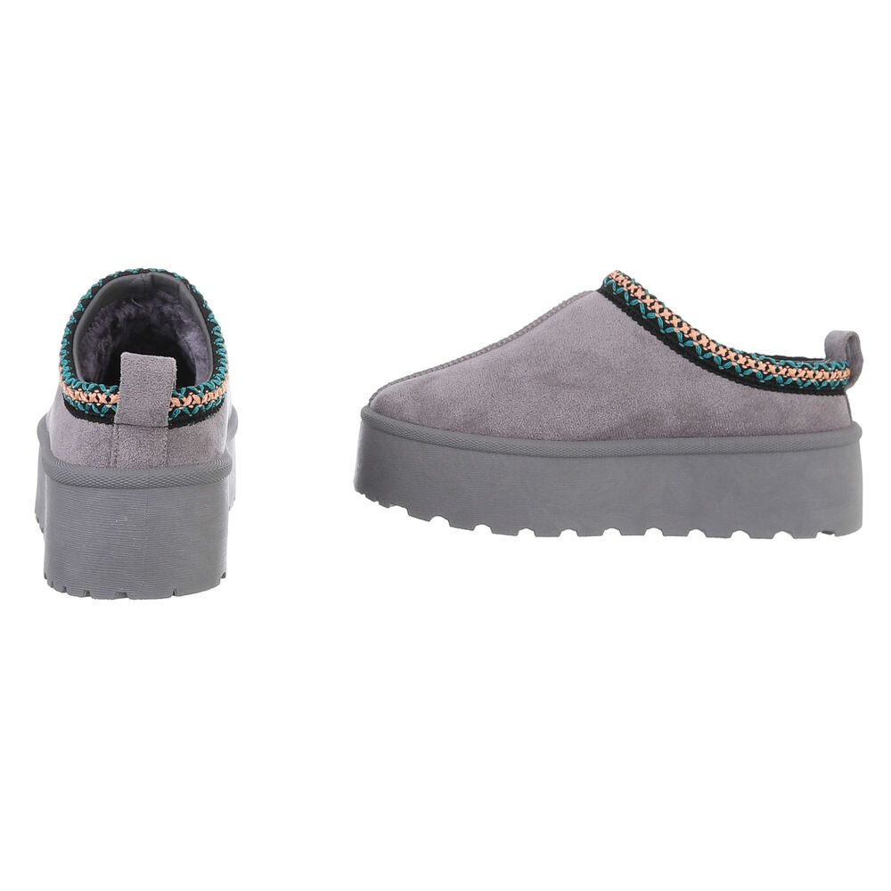 Ital-Design Die bequemen Plateau-Slipper Hausschuh (87740178) Flach Stiefeletten in Grau