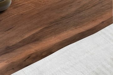 SAM® Baumkantentisch Dian, Baumkante, massives Akazienholz, 2 Ansteckplatten und Metallgestell