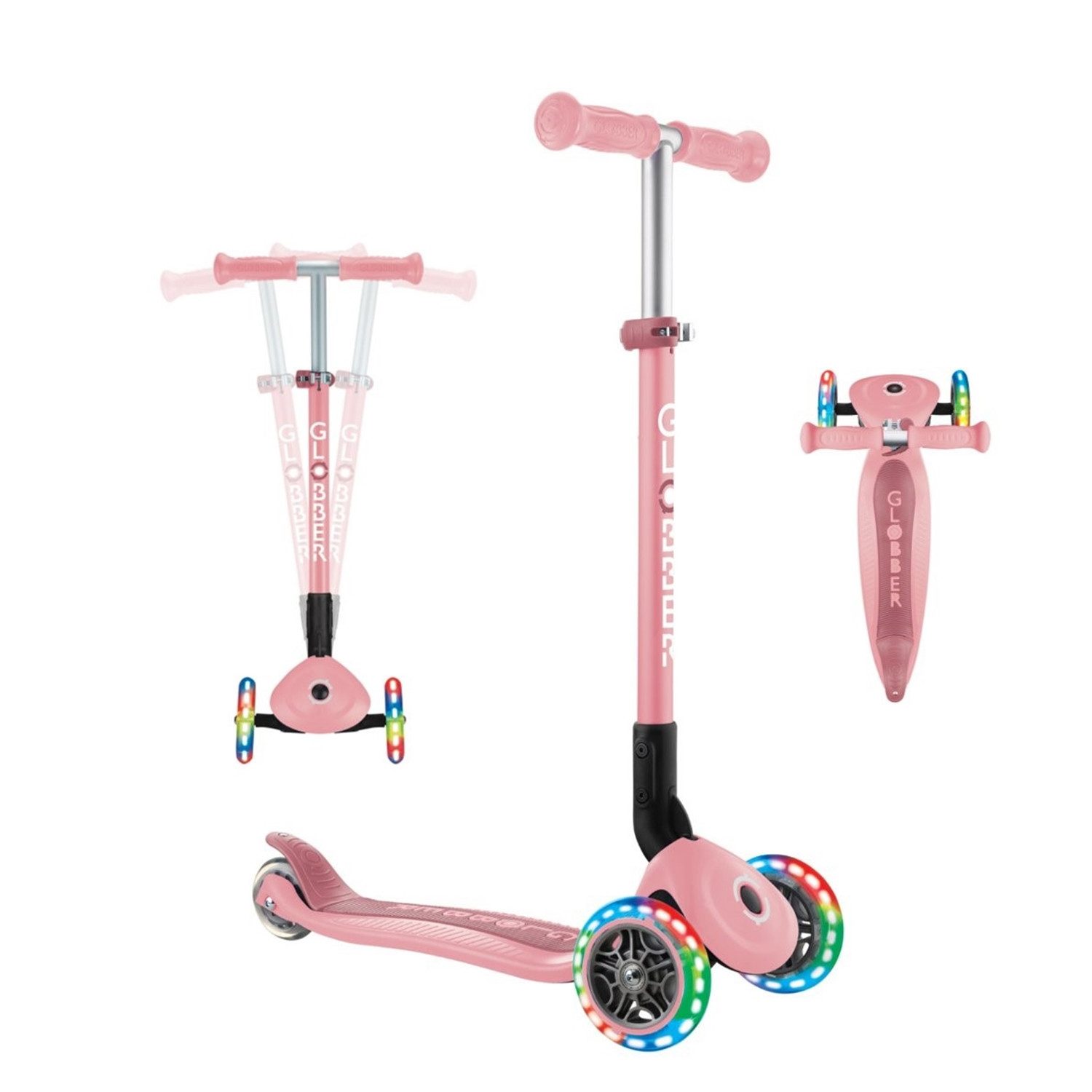 Globber Dreiradscooter 432-211-3 GLOBBER PRIMO FOLDABLE LIGHTS pastellrosa