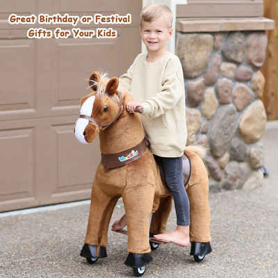PonyCycle Reittier WondeRides Reitpferd Schaukelpferd mit Rädern Plüsch-Pony Aufsitzen, mit Rollen; Tragfähigkeit 0-25 kg