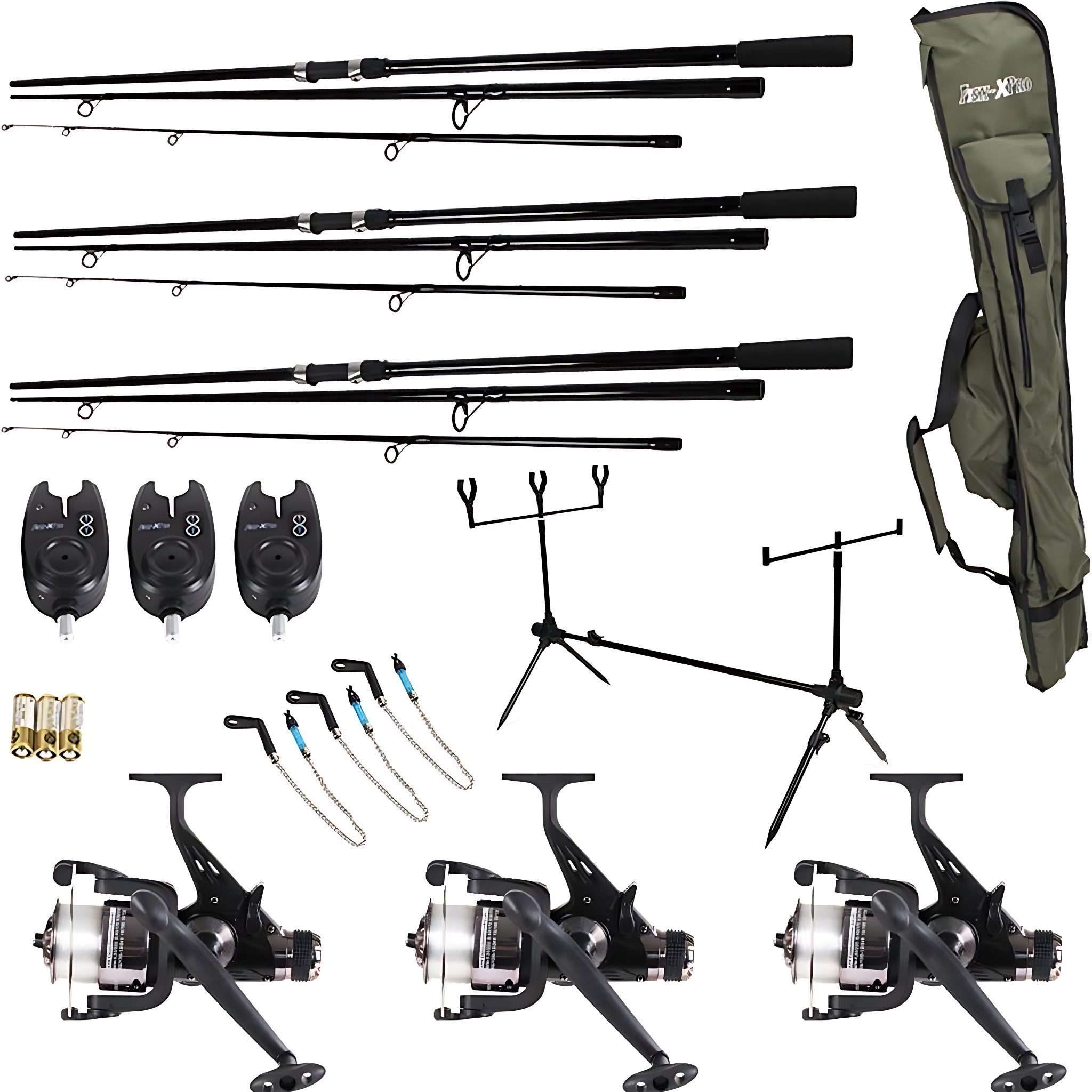 Fish-XPro Karpfenrute XXL Karpfenset "Carp Improve Pro" Set mit 3 Angelruten, (1-tlg)