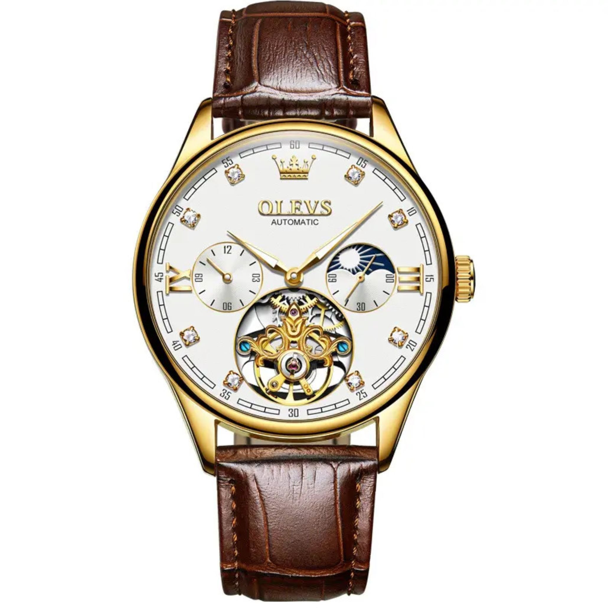 OLEVS Automatikuhr Olevs Herrenarmbanduhr Automatik Skelett Tourbillon günstig online kaufen