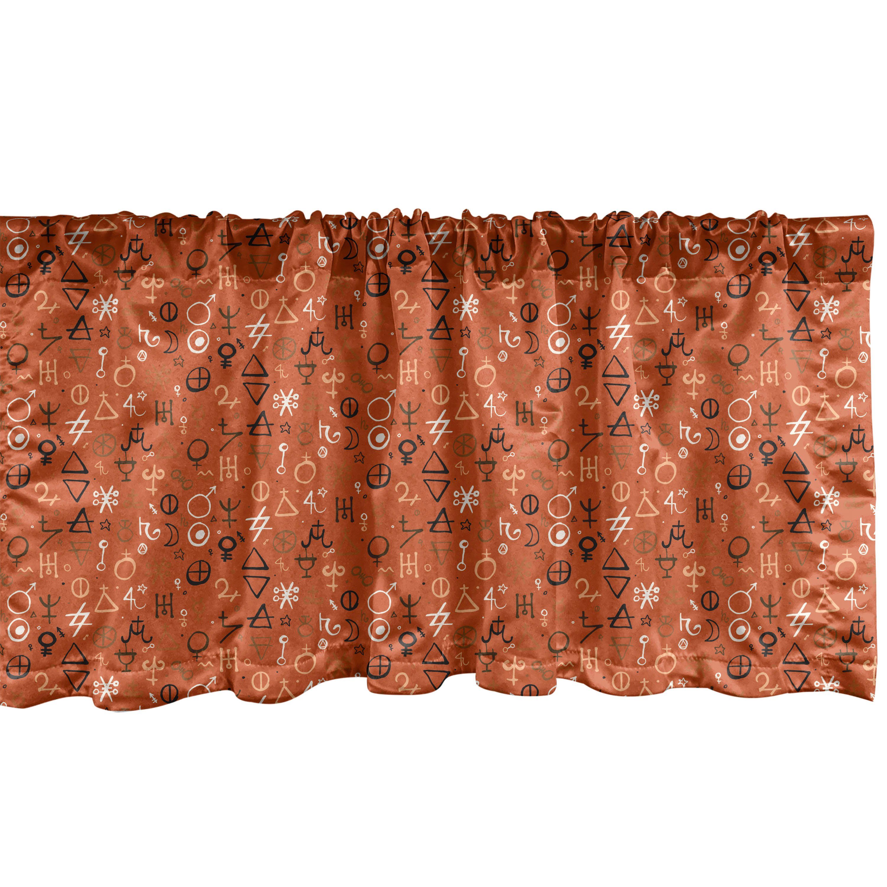 Scheibengardine Vorhang Volant für Küche Schlafzimmer Dekor mit Stangentasche, Abakuhaus, Microfaser, Orange West Aztec Forms | Scheibengardinen
