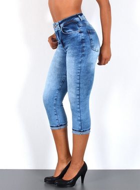 ESRA Caprijeans J740 High Waist Capri Jeans Damen, bis Übergröße / Plussize Größe, Damen 3/4 Capri Jeans-Hose Hochbund, Damen Caprijeans High Rise, Damen Jeans Damen Hose Damen hohe Leibhöhe, Capri Jeans Capri Hose Capri Damen Sommerhose Sommerjeans, 3/4 Jeans 3/4 Hose High Waist