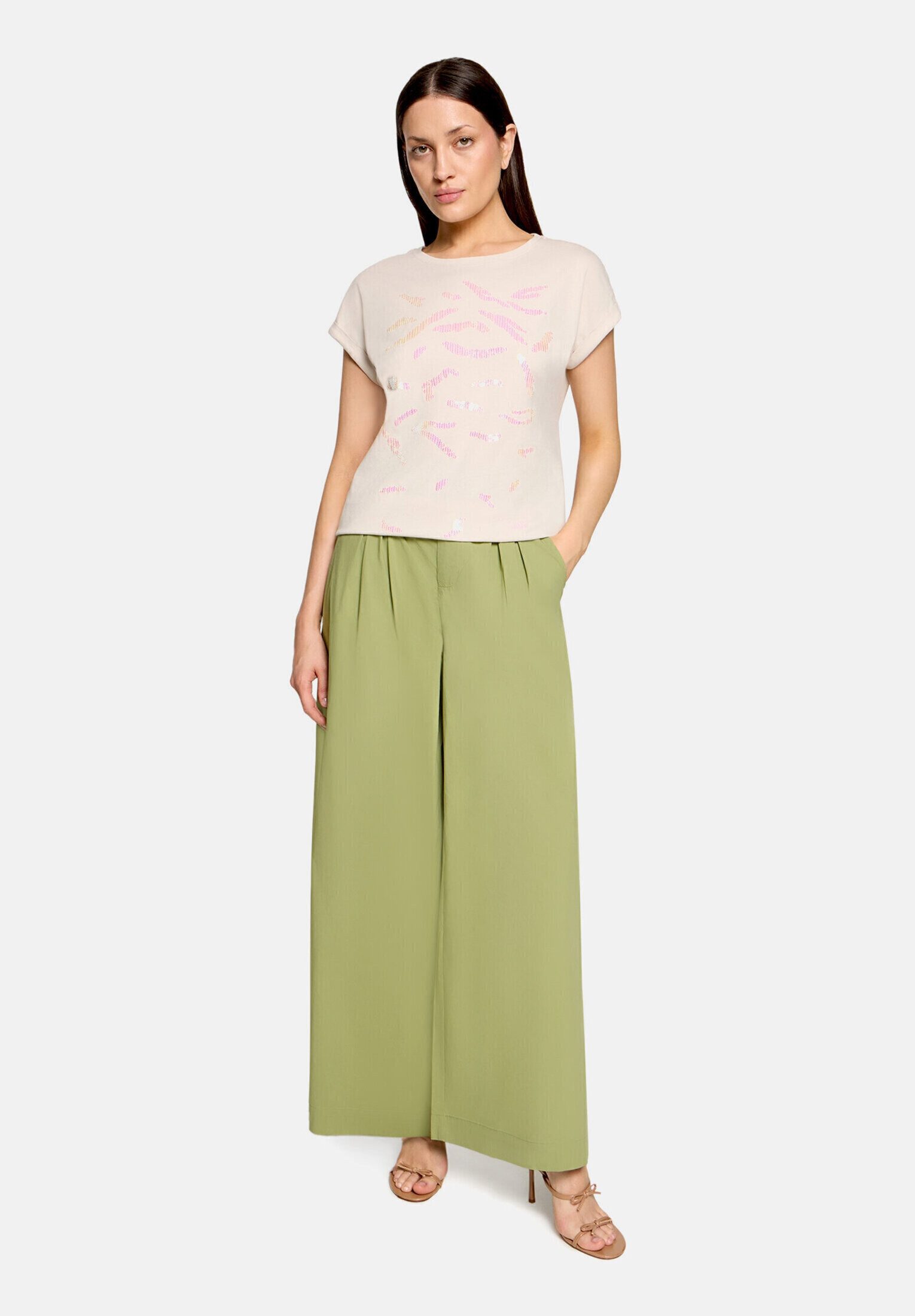 Cartoon Kurzarmshirt Damen mit Ärmelaufschlag (1-tlg)