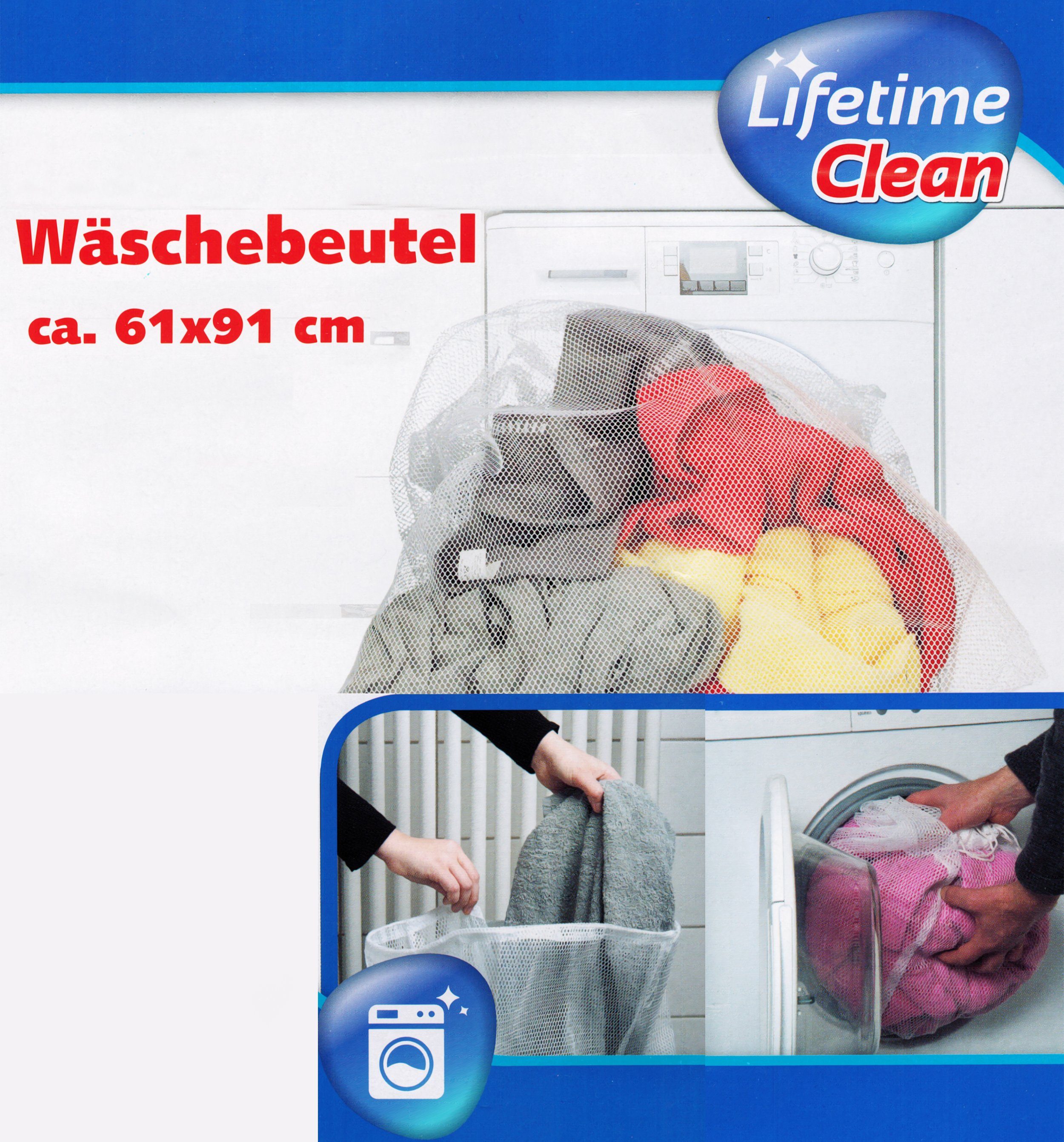 Wäschenetz WÄSCHENETZ 61x91cm Weiss mit Zugkordel Wäschebeutel Wäsche 12
