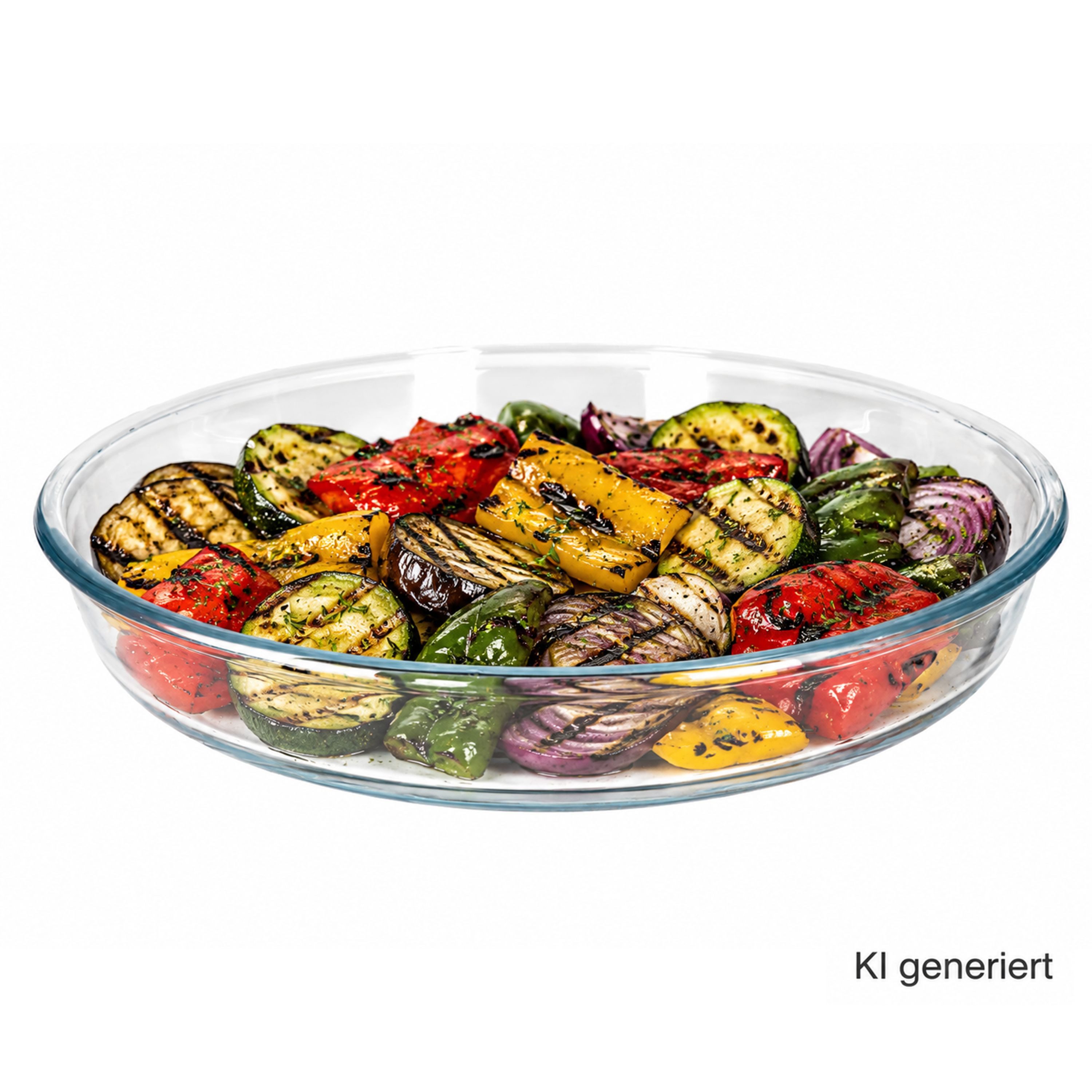 Auflaufform Borcam Brat- & Backform Ø 32 cm rund mit Grillrillen Glas Auflaufform