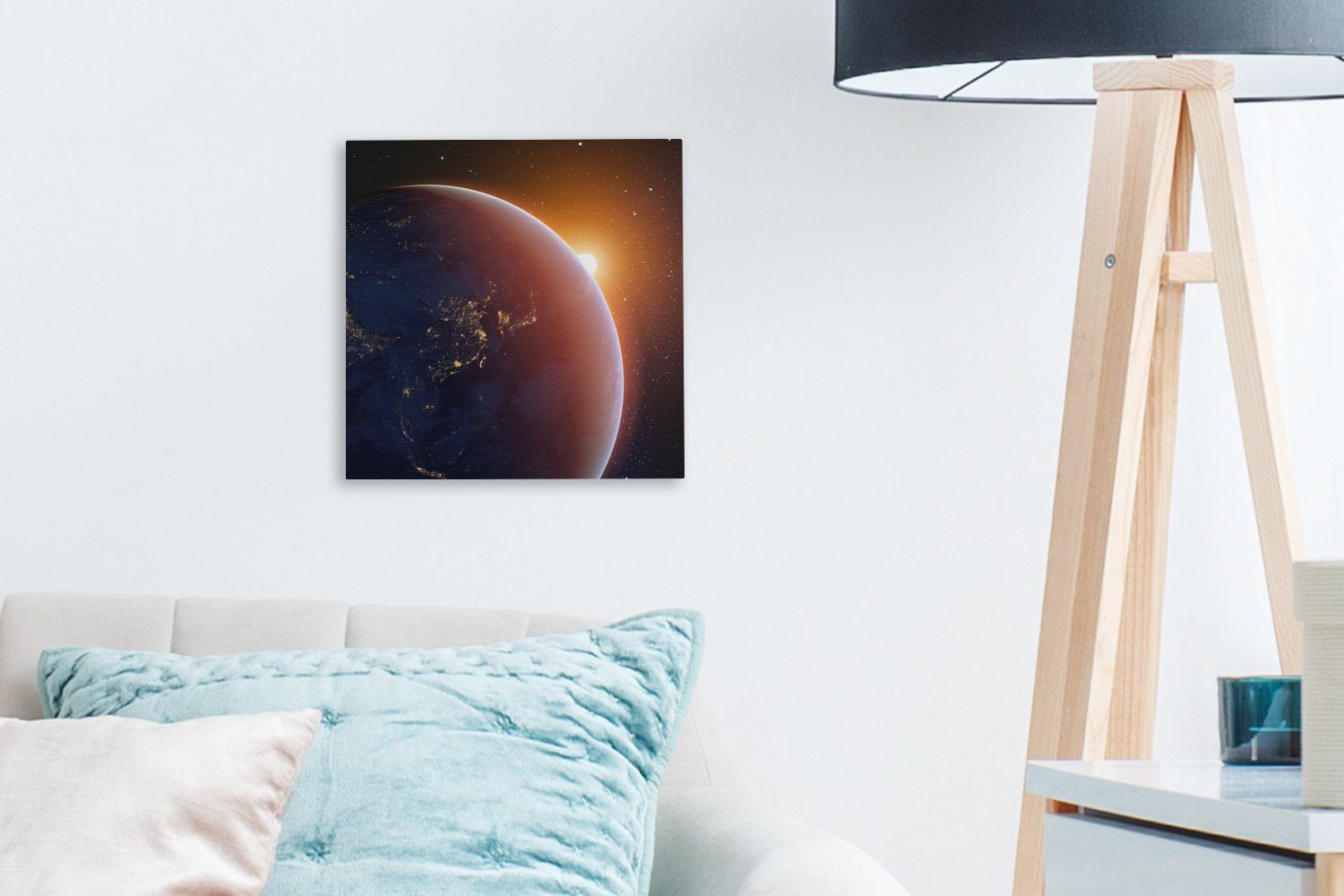 OneMillionCanvasses® Leinwandbild Erde, Leinwand über Bilder St), (1 für Wohnzimmer Schlafzimmer Sonnenaufgang der