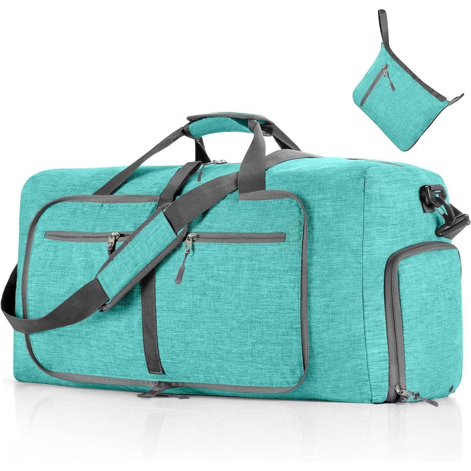 Reisetasche Reisetasche Schuhfach Falttasche Camping Reisen E Minzgrün 115L