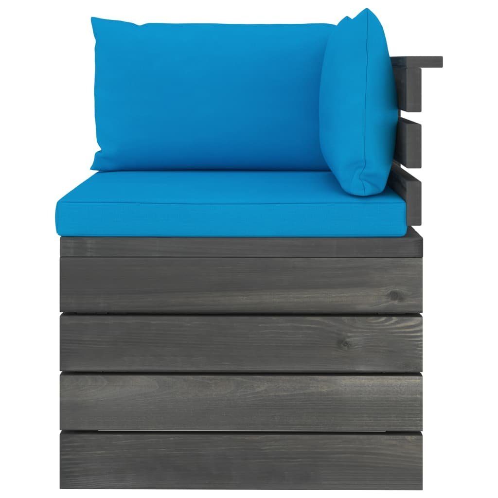 vidaXL Gartenlounge-Set Kissen (5-tlg) Hellblau 5-tlg. Garten-Sofagarnitur Kiefernholz, Paletten aus mit