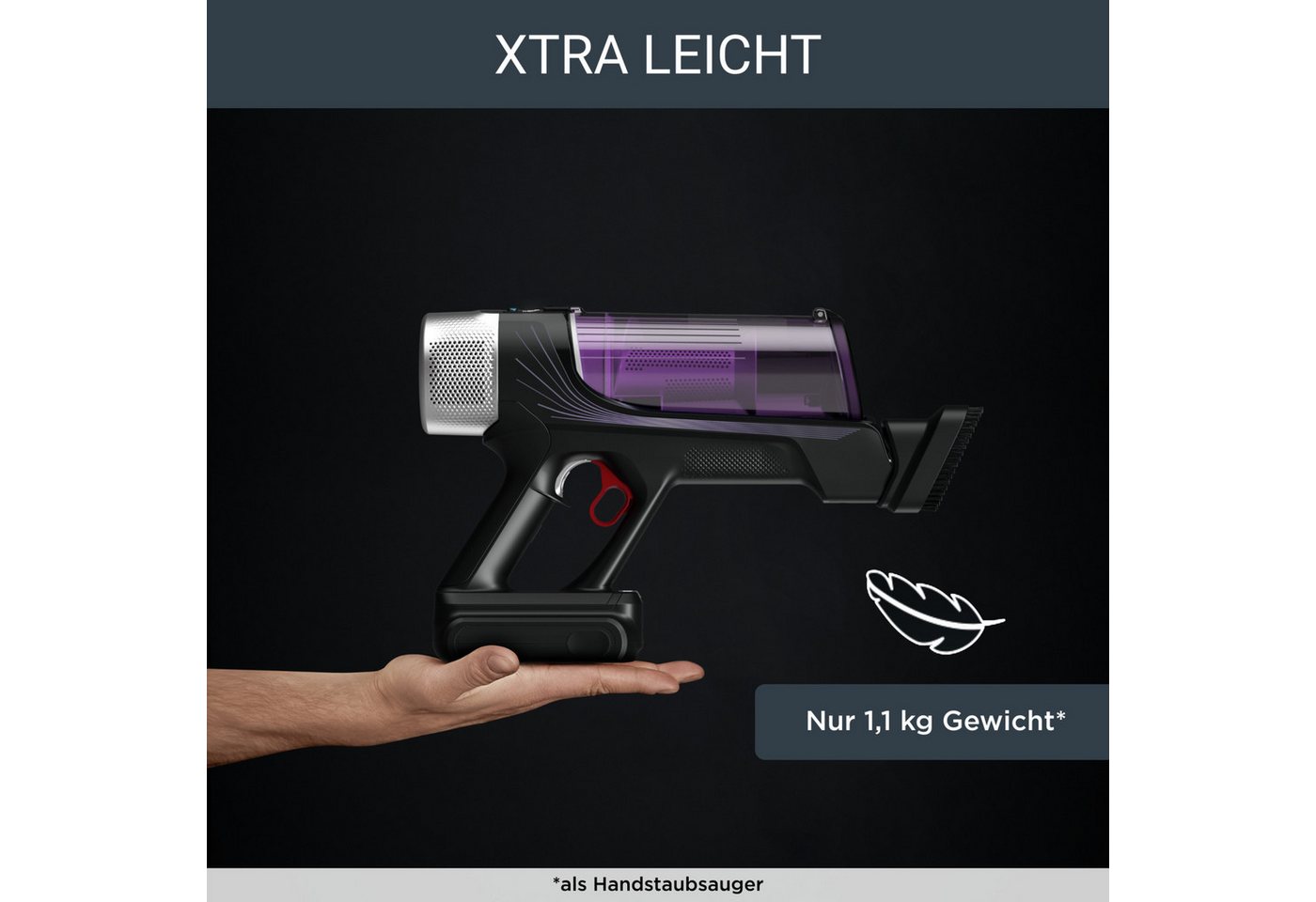 Rowenta Akku-Hand-und Stielstaubsauger X-Force Flex 9.60 Allergy, kabellos, bis zu 100 Air Watt, ultraleicht, 250 W, beutellos, hohes Fassungsvermögen, Flex-Gelenk, lange Betriebsdauer, RH203A