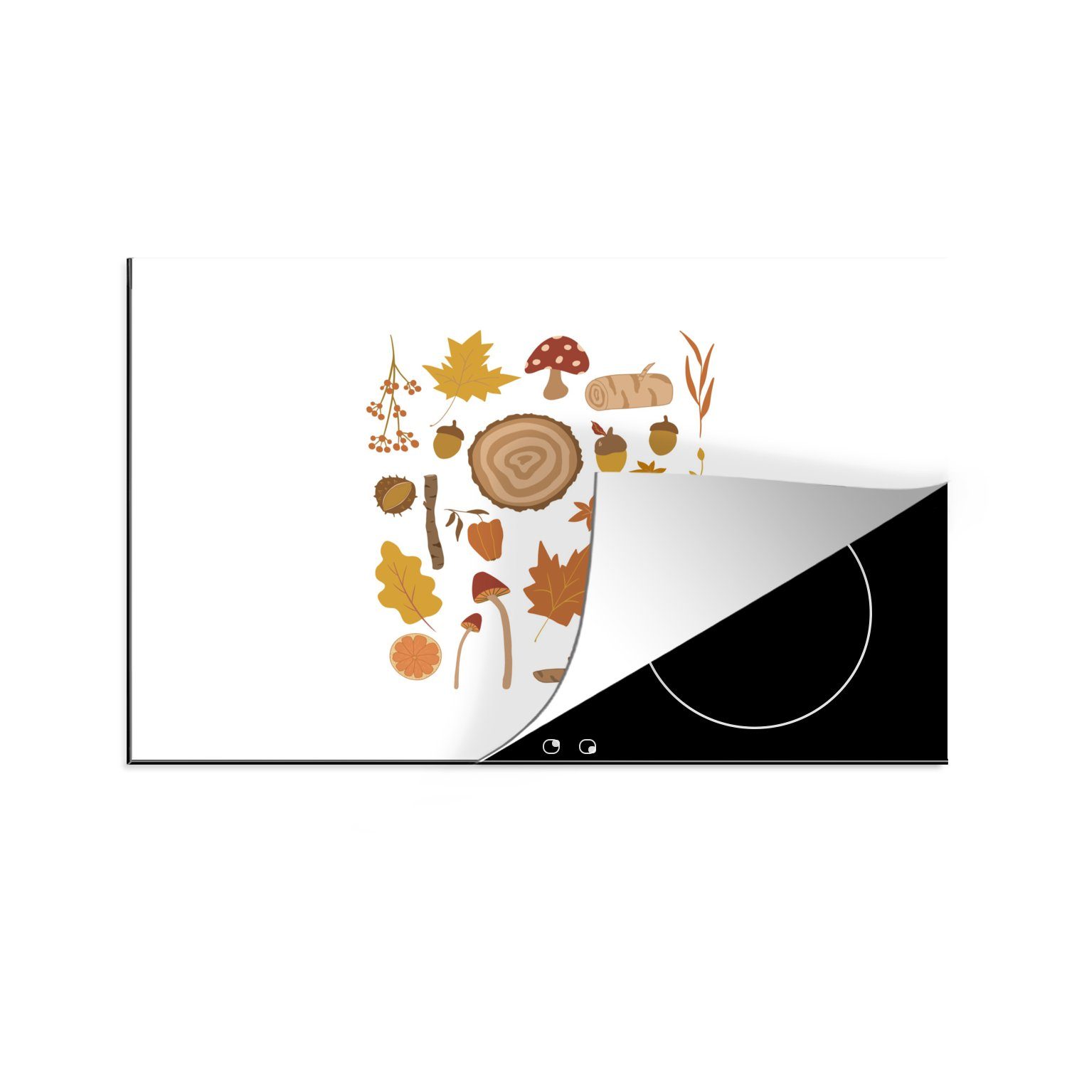 MuchoWow Herdblende-/Abdeckplatte Herbst - Jahreszeiten - Collage, Vinyl, (1 tlg), 81x52 cm, Induktionskochfeld Schutz für die küche, Ceranfeldabdeckung