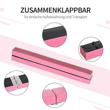 HOMCOM Balancetrainer Balance Beam Klappbarer Turnbalken Balancierbalken bis 120 kg Rosa, 210L x 10B x 6.5H cm