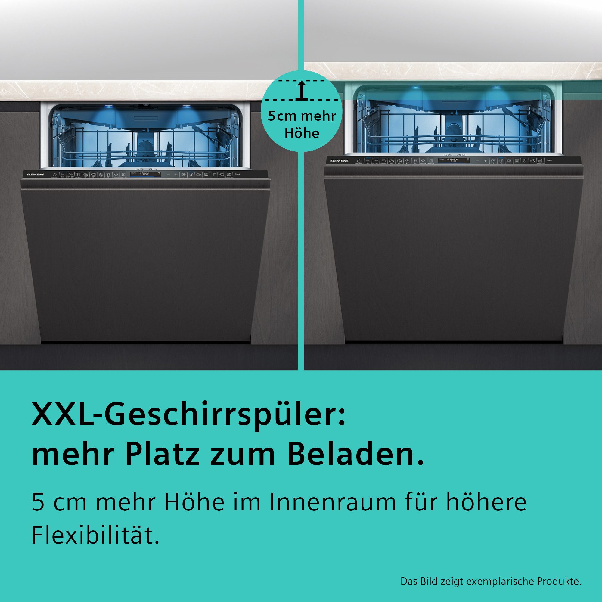 SIEMENS vollintegrierbarer Geschirrspüler XXL, iQ300 SX63EX04TE, 13 Maßgedecke, Info Light - Erlischt bei Beendigung des Spülvorgangs, flexible Körbe