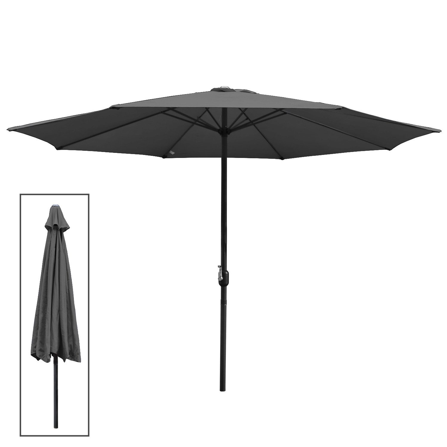 Sonnenschirm Ø 350 cm Strand Balkonschirm Gartenschirm Marktschirm Grau