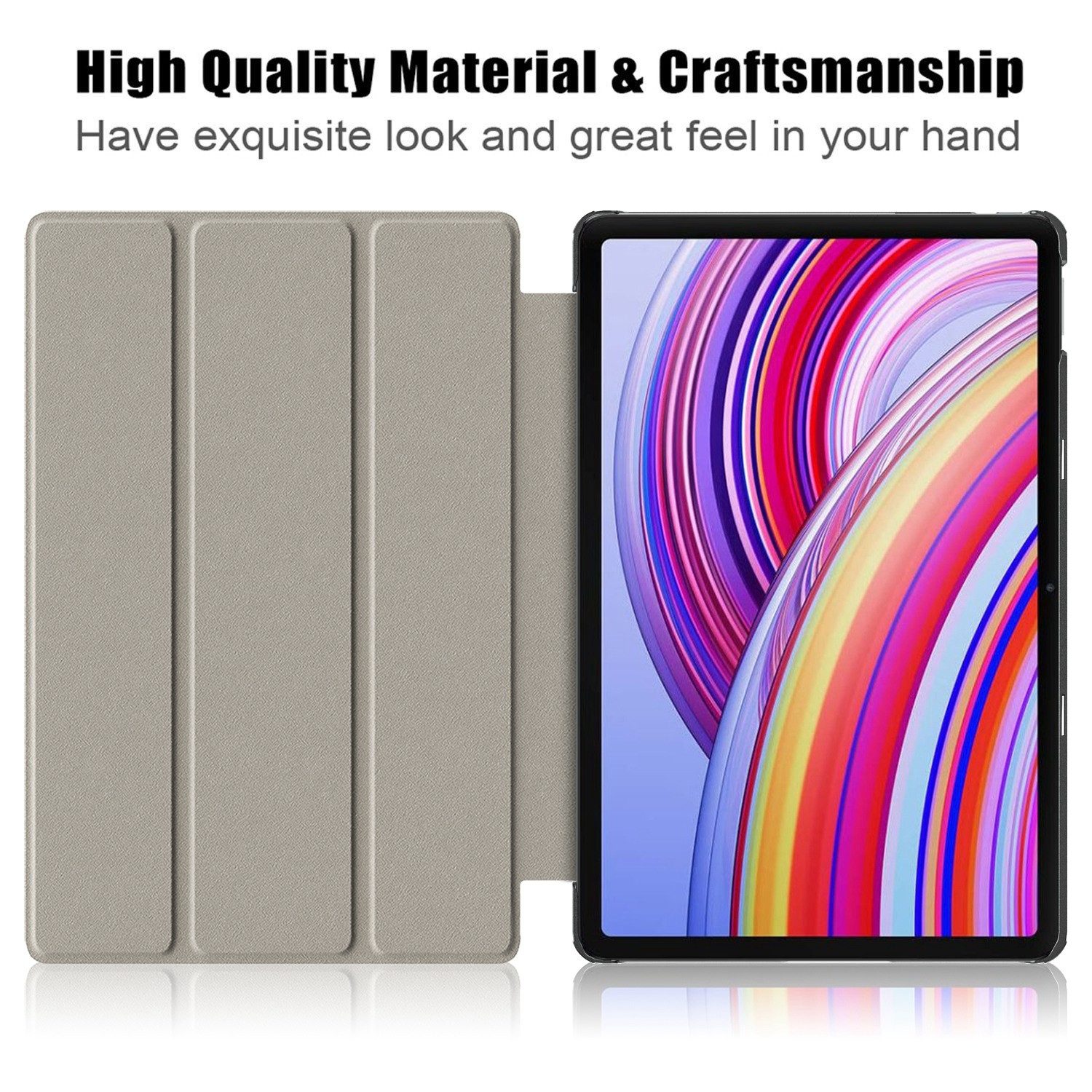 Wigento Tablet-Hülle Für Xiaomi Redmi Pad Pro 12.1 3folt Wake UP Smart Cover Tasche Hülle, Kunst-Leder Schutzhülle Smart Case Cover Auto Sleep / Wake UP