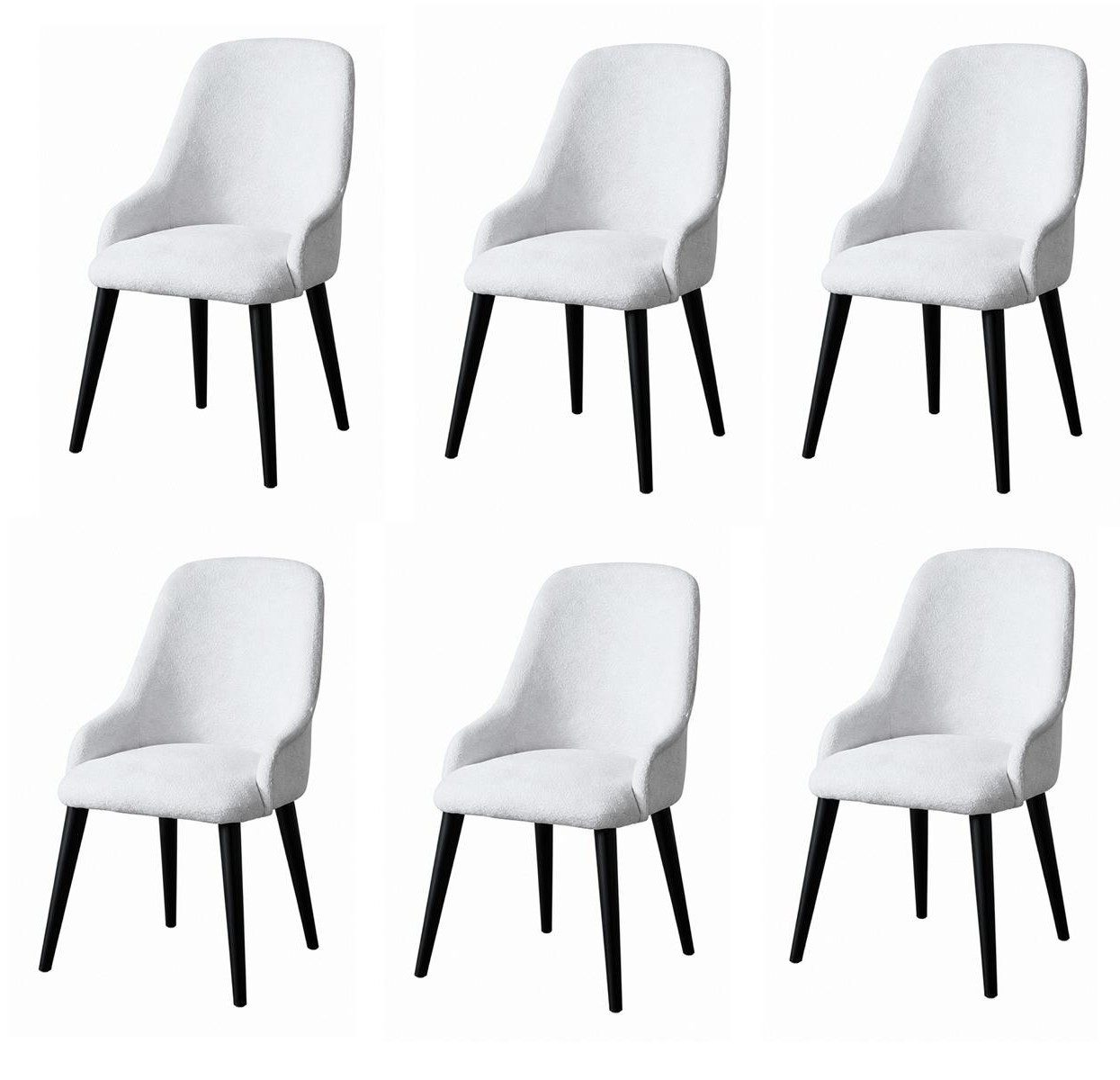 Xlmoebel Sitzgruppe Sechsteiliges Set weißer Stoffstühle für Esszimmer und Küche, (6-tlg), Made in Europa